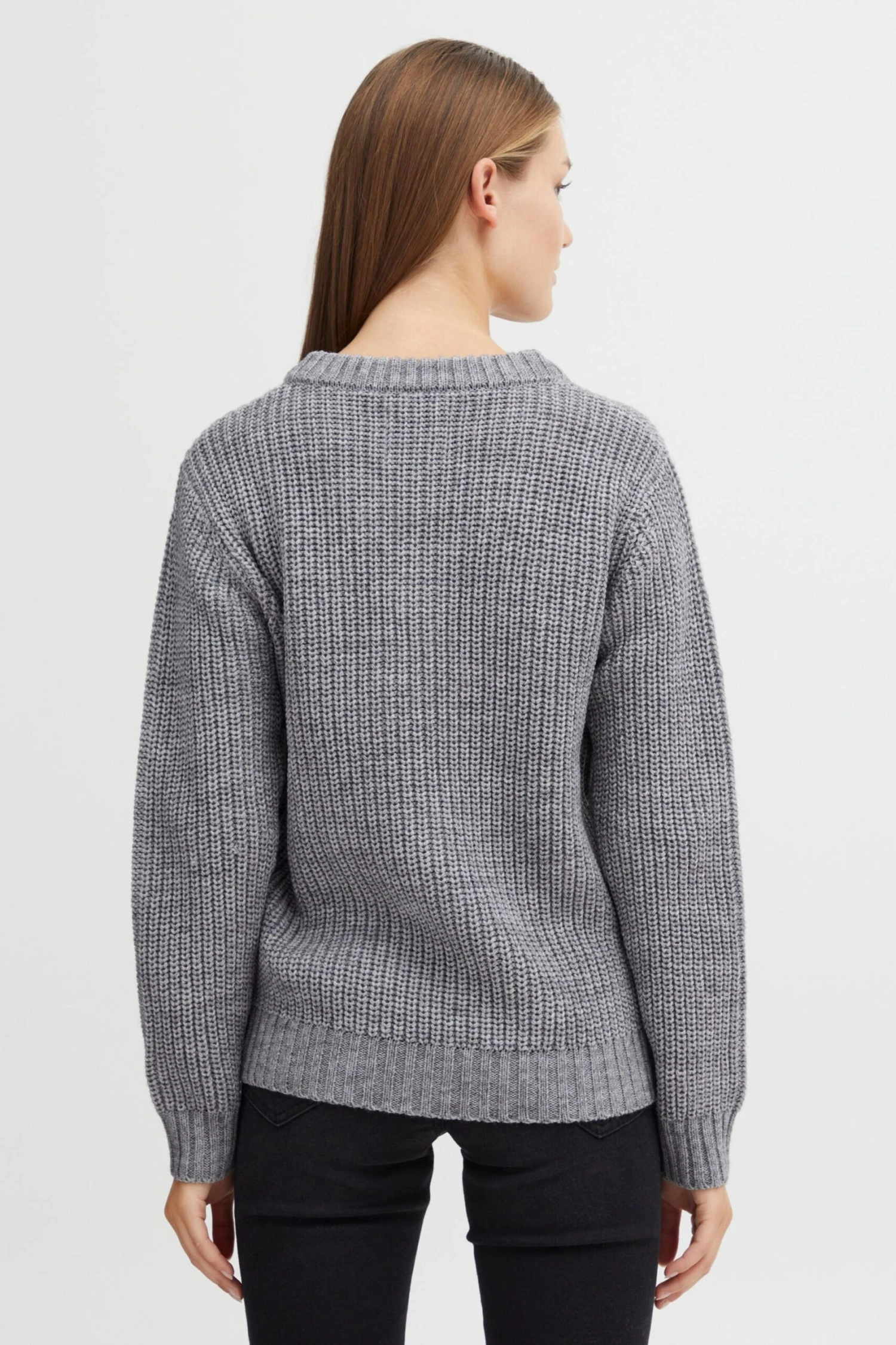 OXMO Basic Pullover Strickpullover Frauen Graumeliert – Bild 3