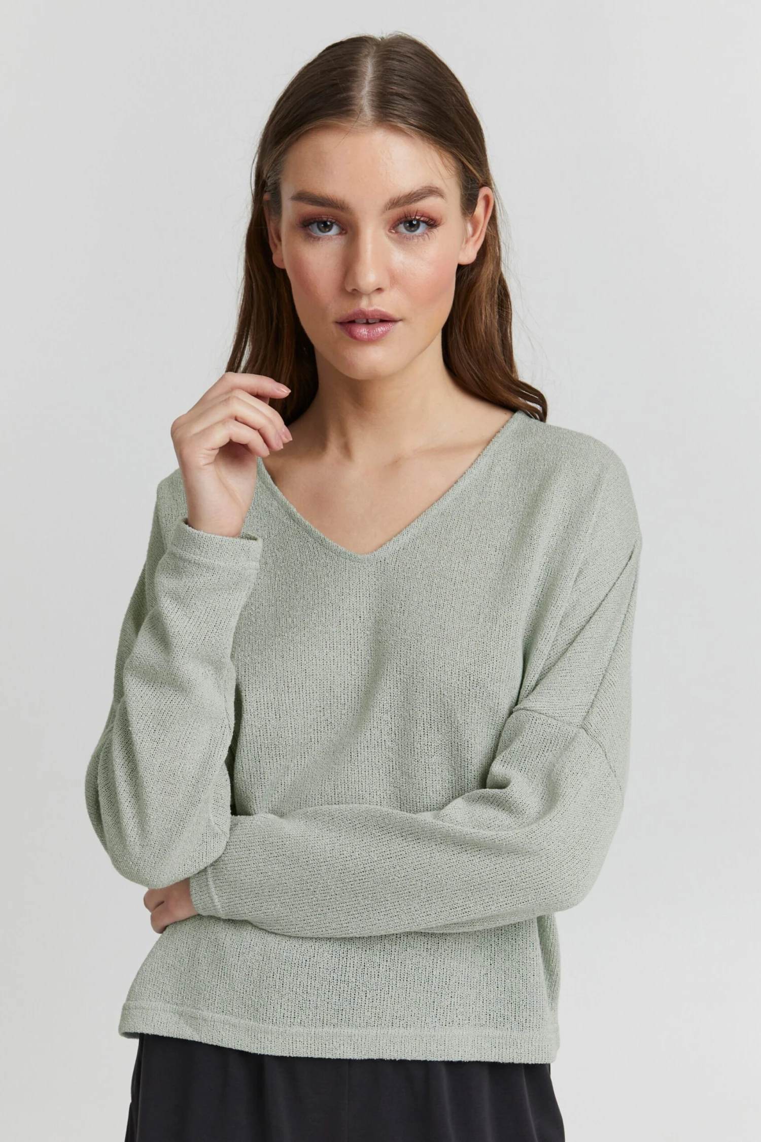 OXMO Basic Pullover Strickpullover Katla Frauen Blau – Bild 2