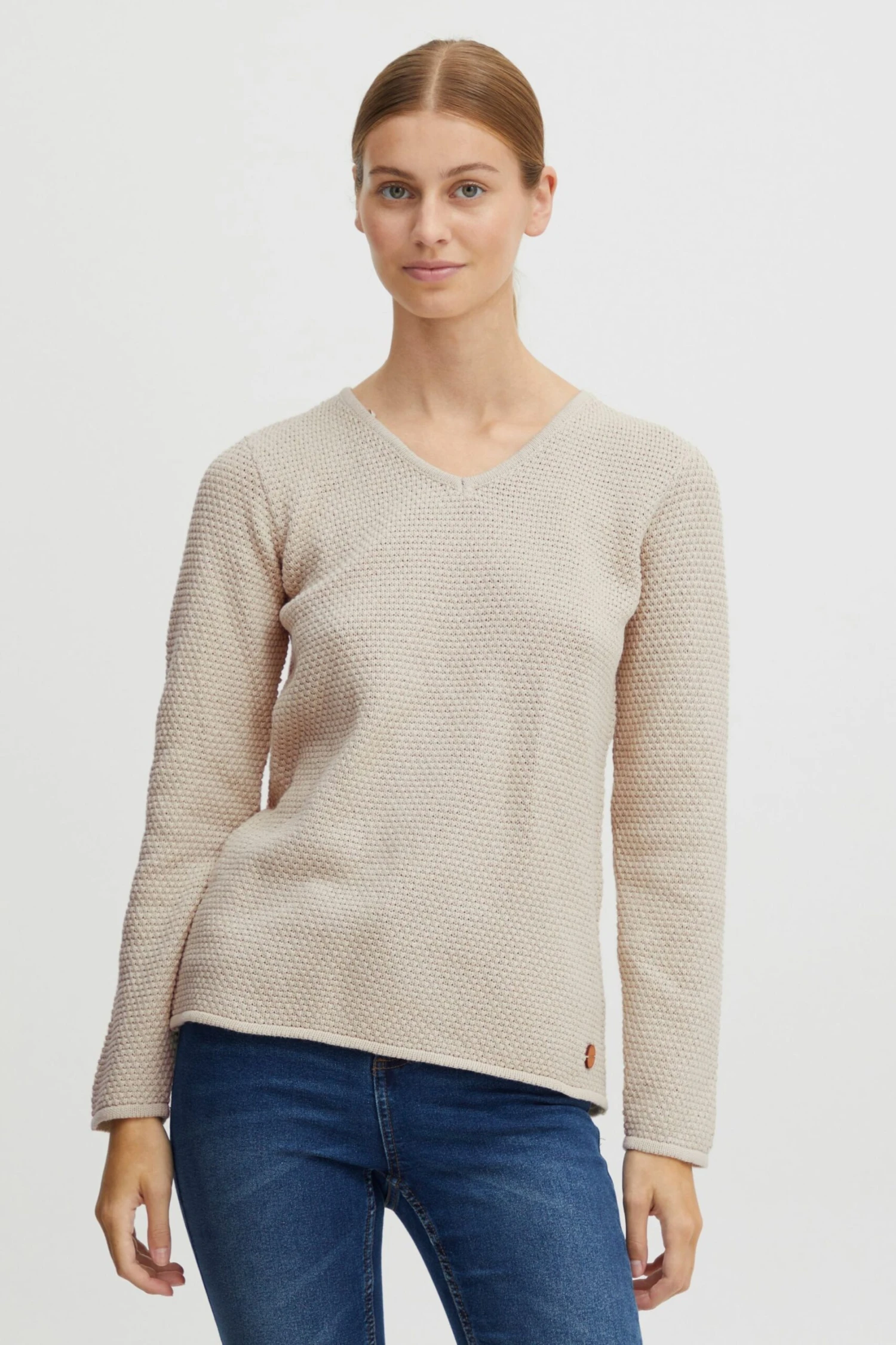 OXMO Pullover Strickpullover Hanna Frauen Beige – Bild 2