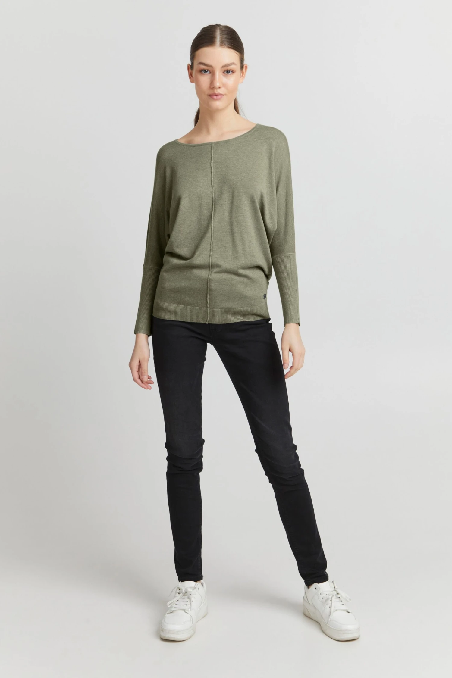 OXMO Pullover Strickpullover Herdis Frauen Dunkelgrün – Bild 3