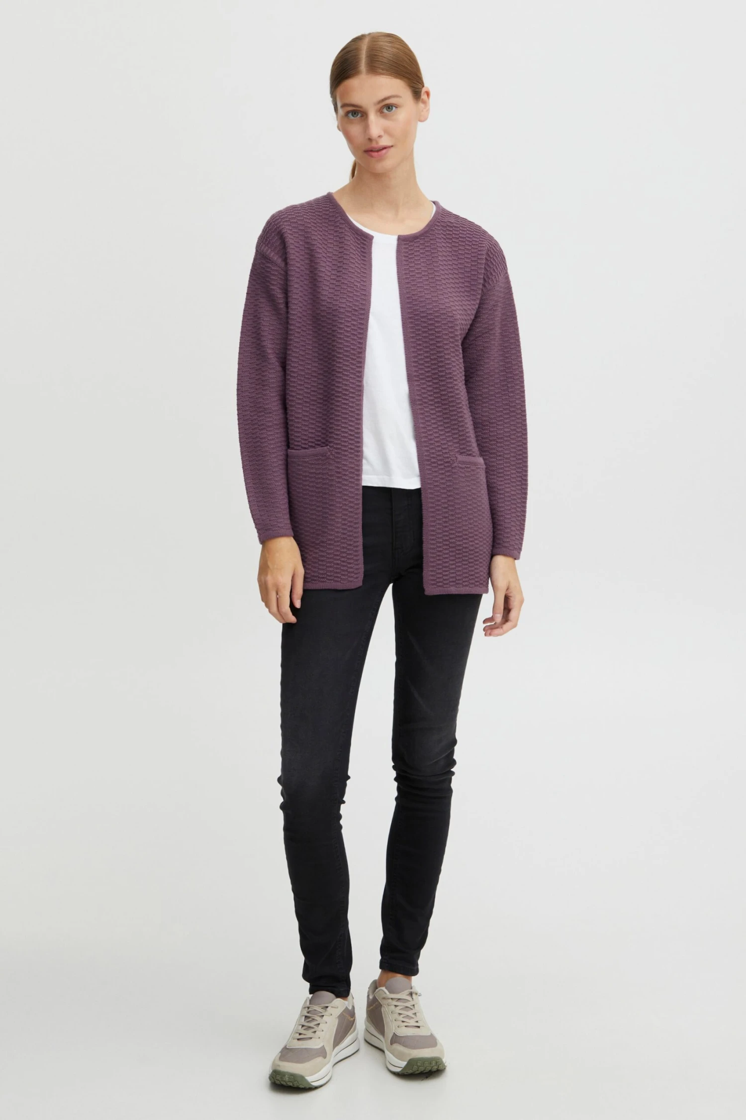 OXMO Strickjacken Strickjacke Frauen Lila – Bild 3