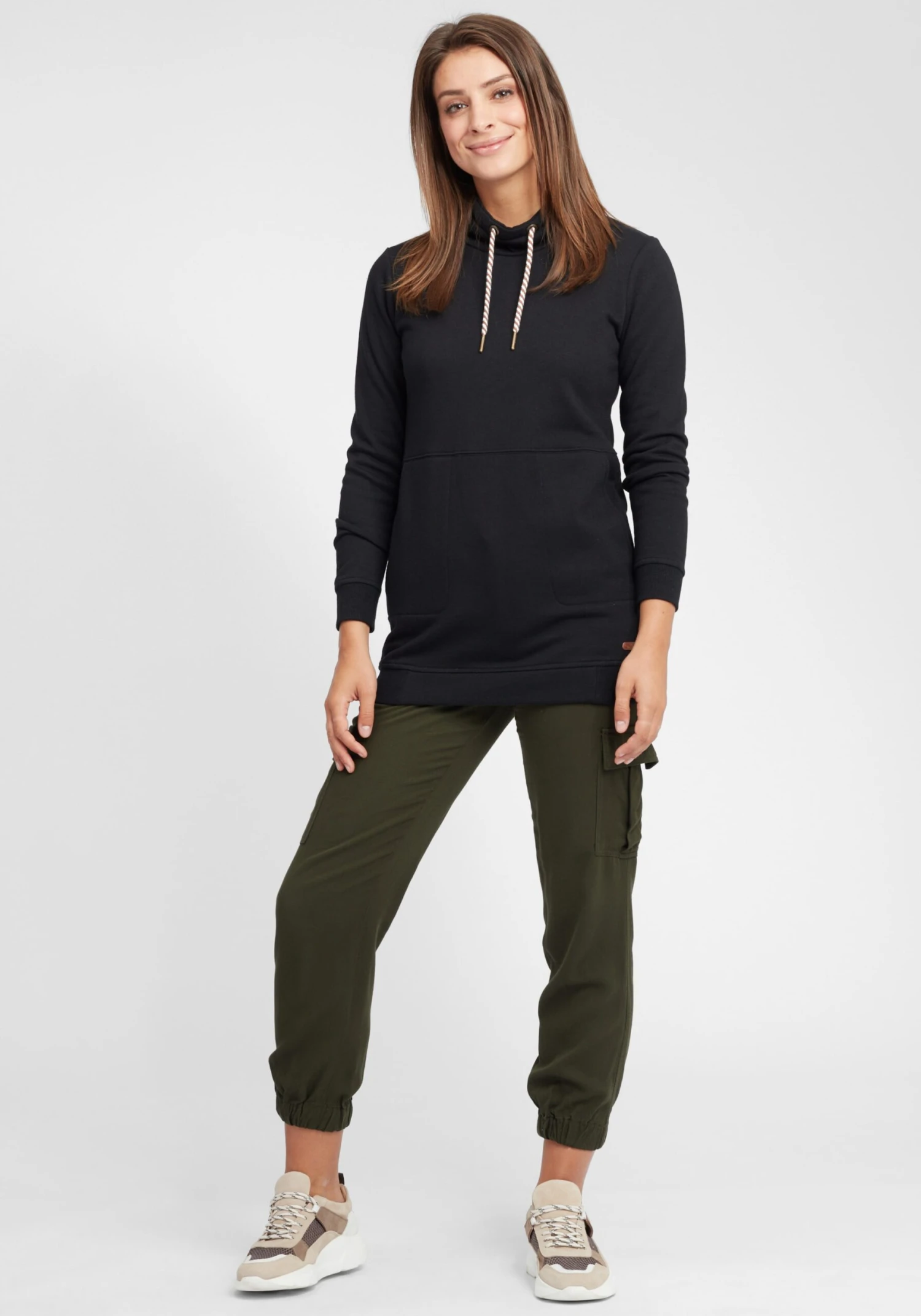 OXMO Longpullover Hoodie Vilma Frauen Schwarz – Bild 3