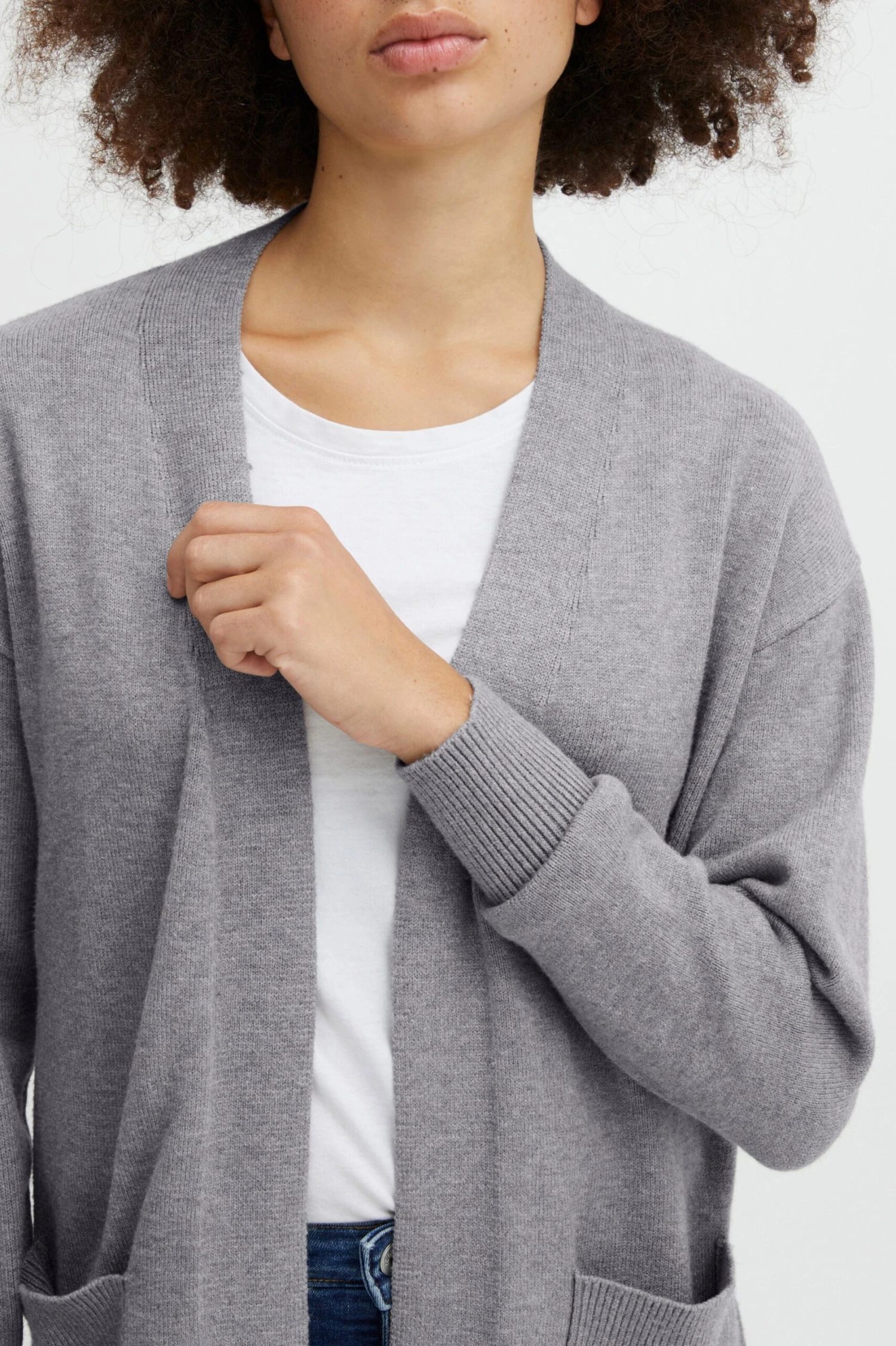 OXMO Strickjacken Strickjacke Frauen Graumeliert – Bild 5