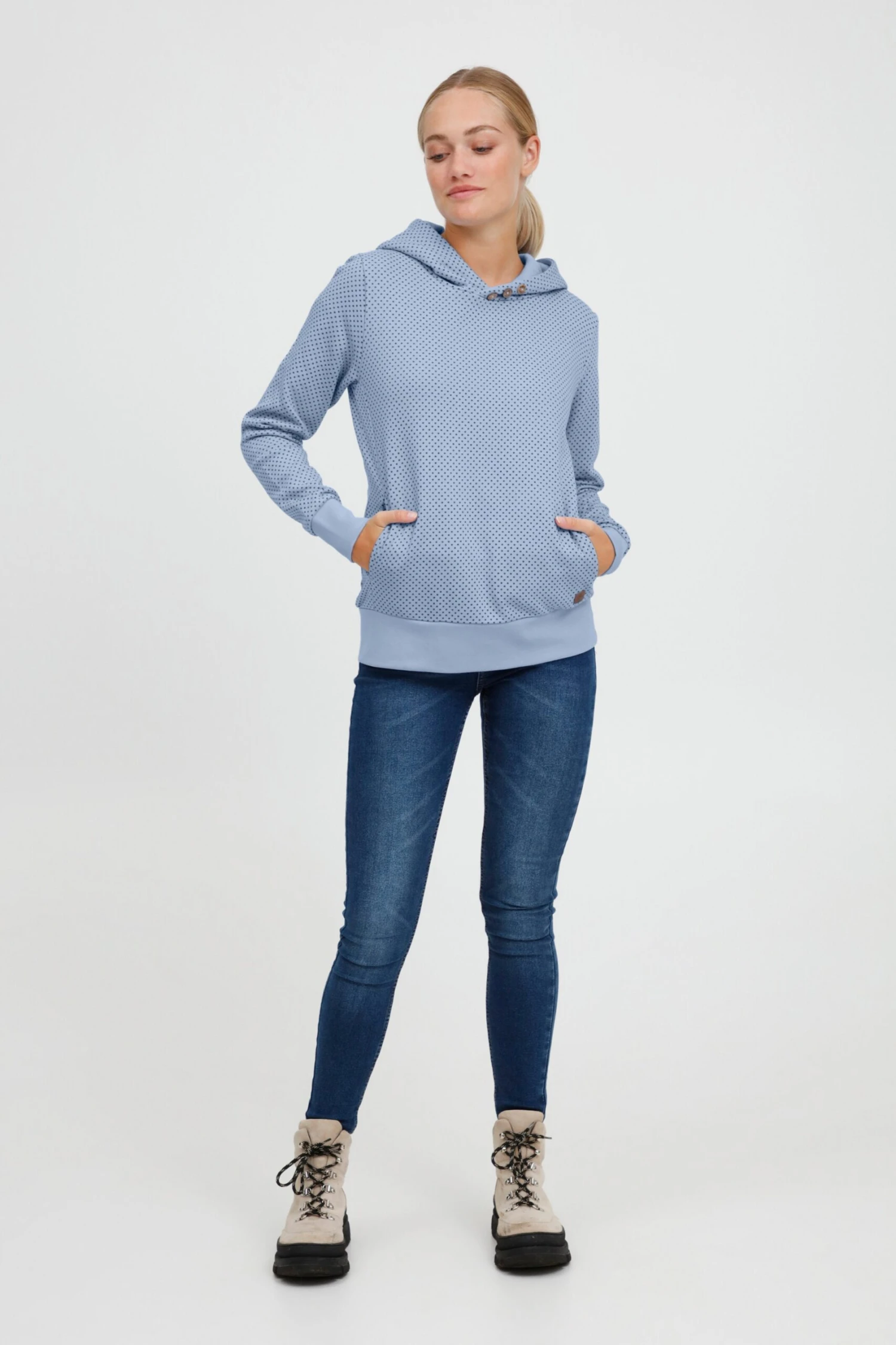 OXMO Pullover Kapuzenpullover Vera Frauen Hellblau – Bild 3