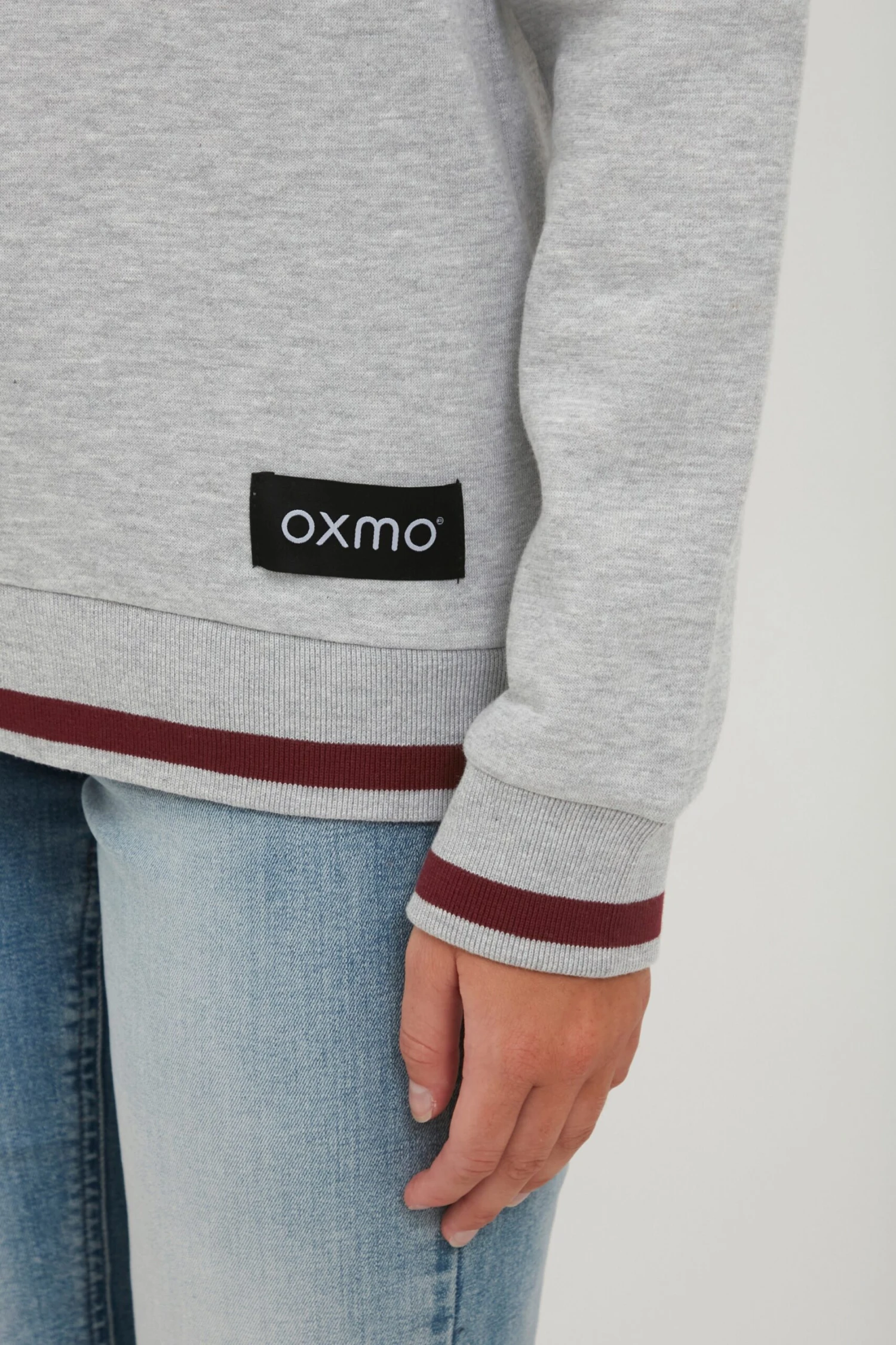OXMO Sweatshirts Sweatshirt Omaya Frauen Graumeliert / Weinrot – Bild 6