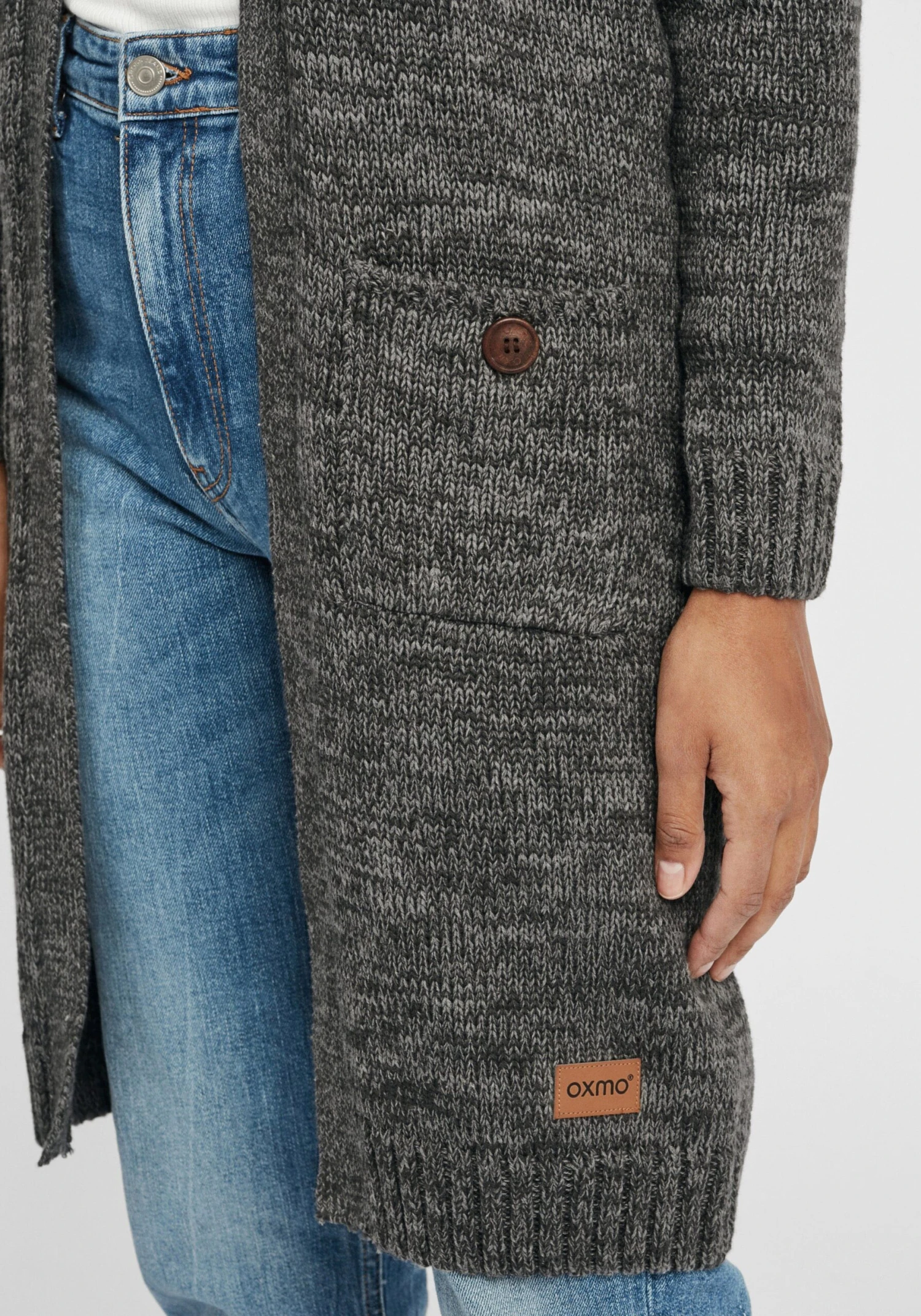 OXMO Strickjacken Strickjacke Philetta Frauen Grau / Dunkelgrau – Bild 6