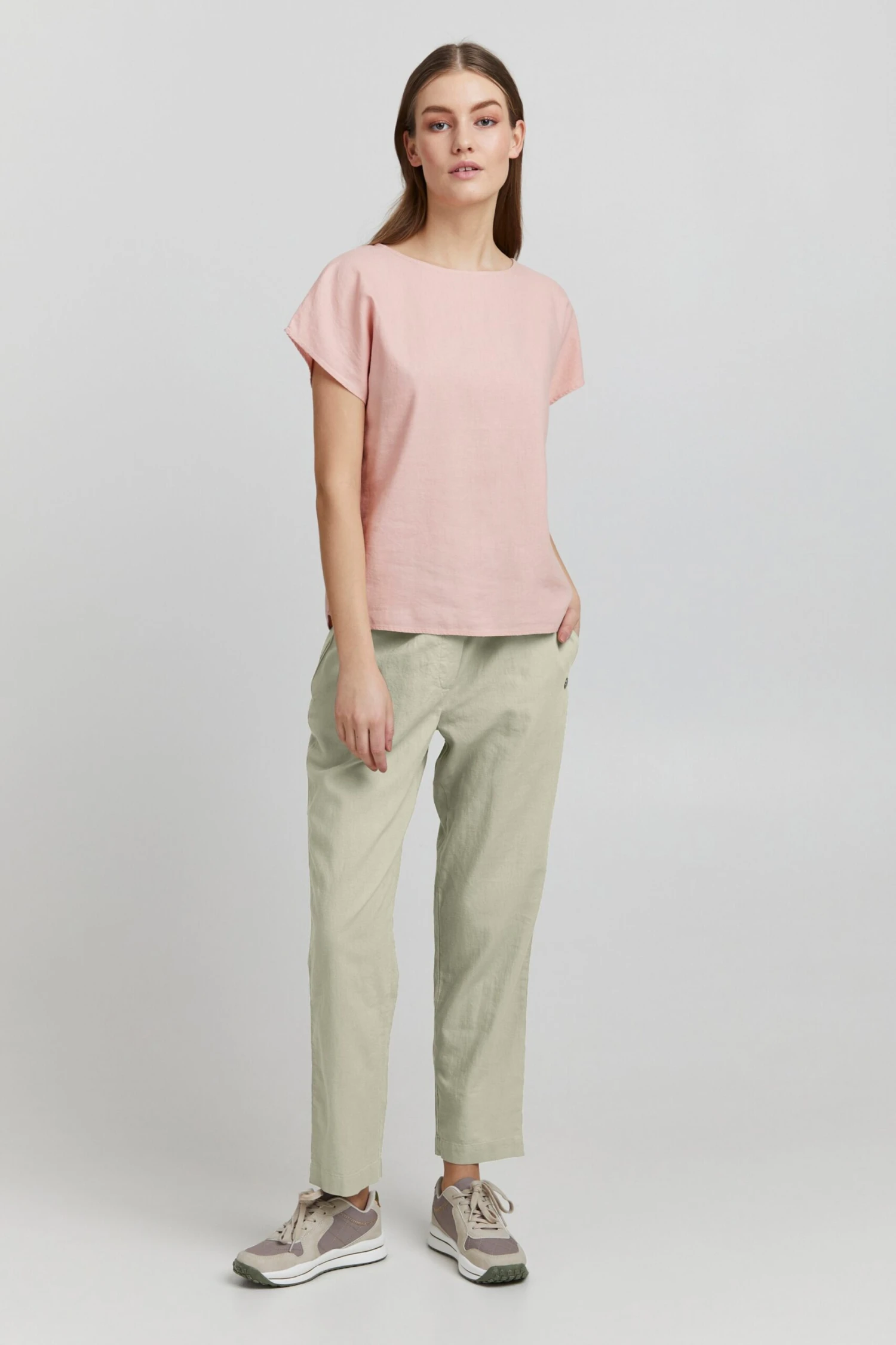 OXMO Stoffhosen Loosefit Hose Frauen Pastellgrün – Bild 3