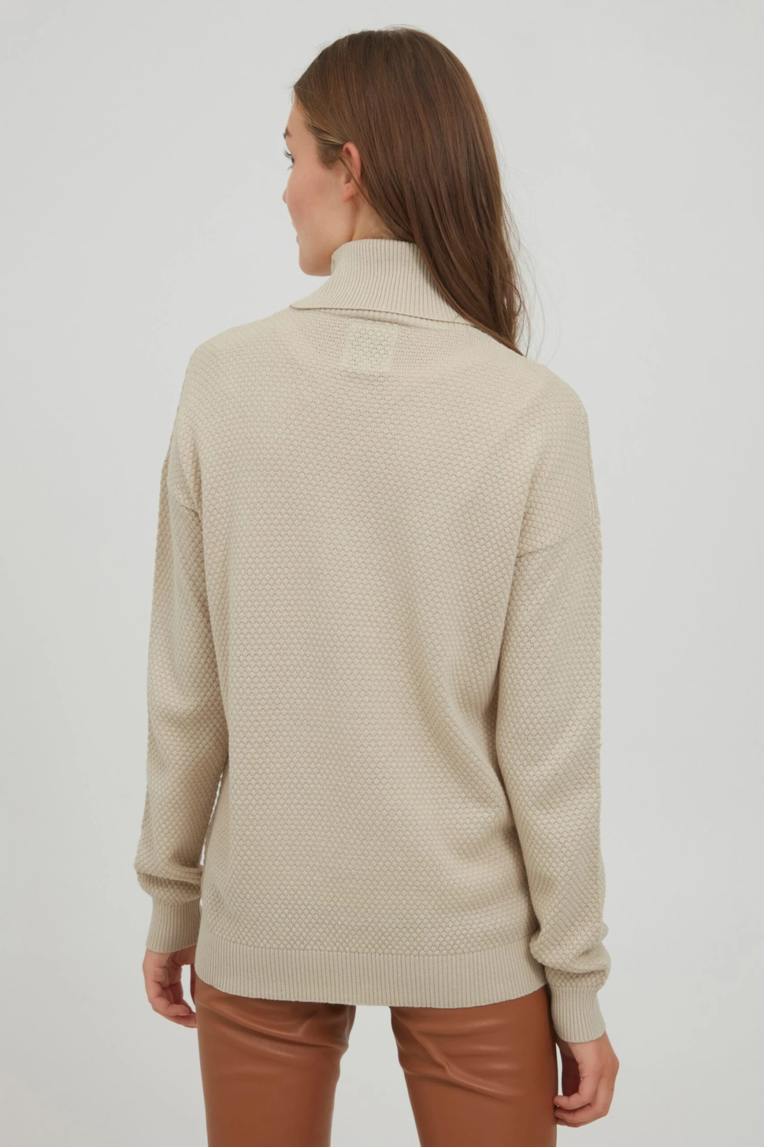 OXMO Strickjacken Rollkragenpullover Sina Frauen Creme – Bild 4