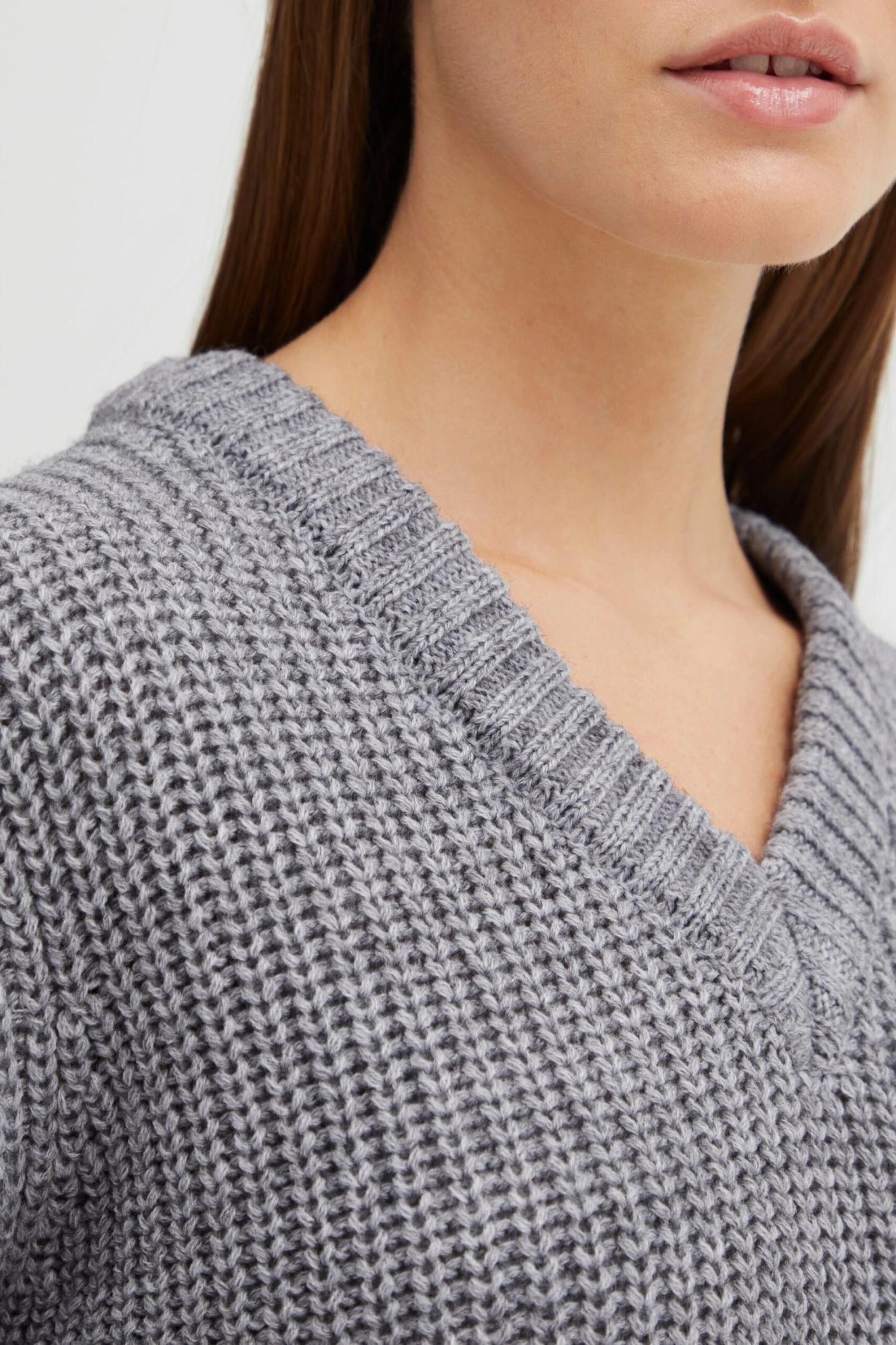 OXMO Basic Pullover Strickpullover Frauen Graumeliert – Bild 6