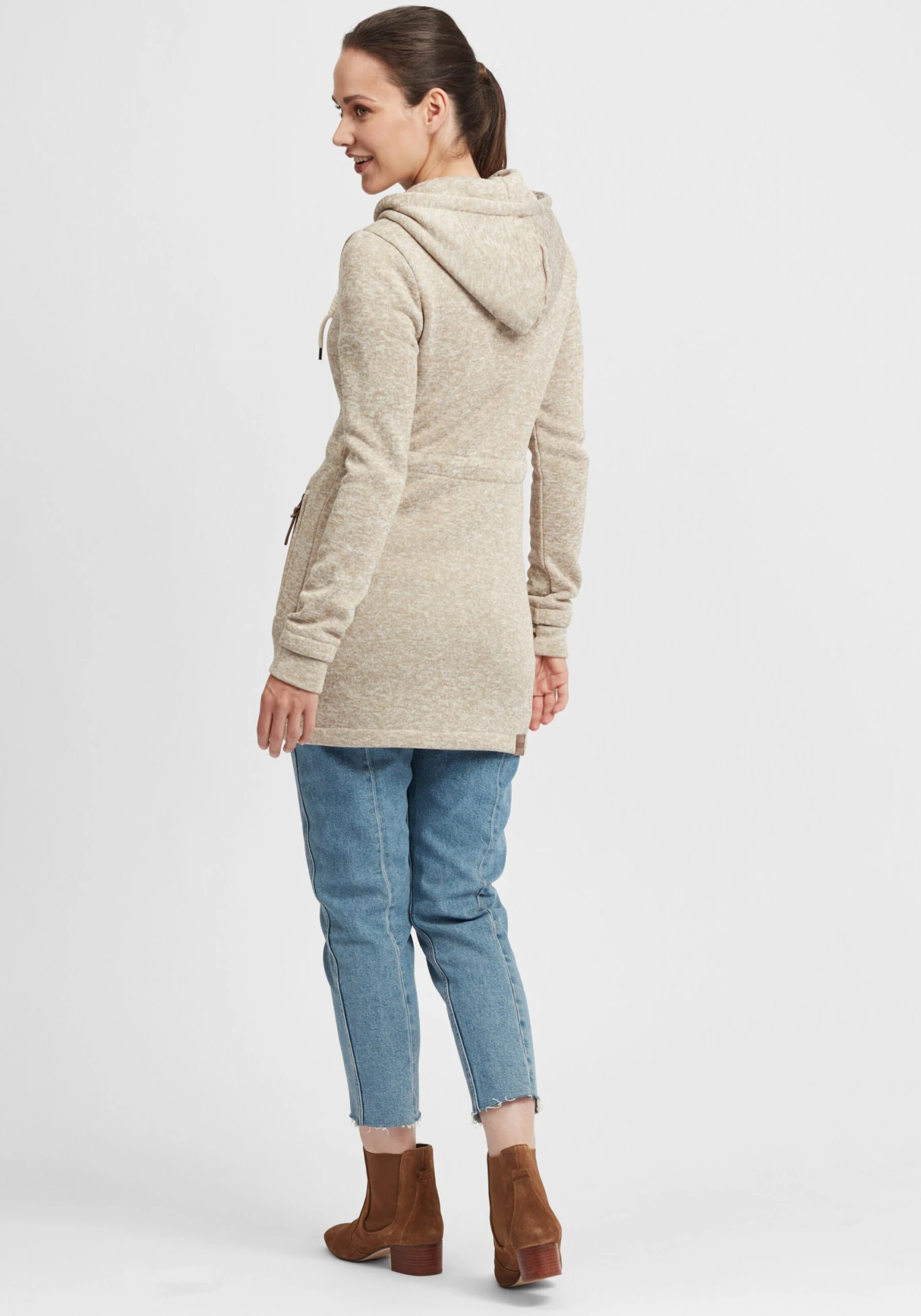 OXMO Sweatjacken Strickfleecejacke Thora Frauen Sand – Bild 4