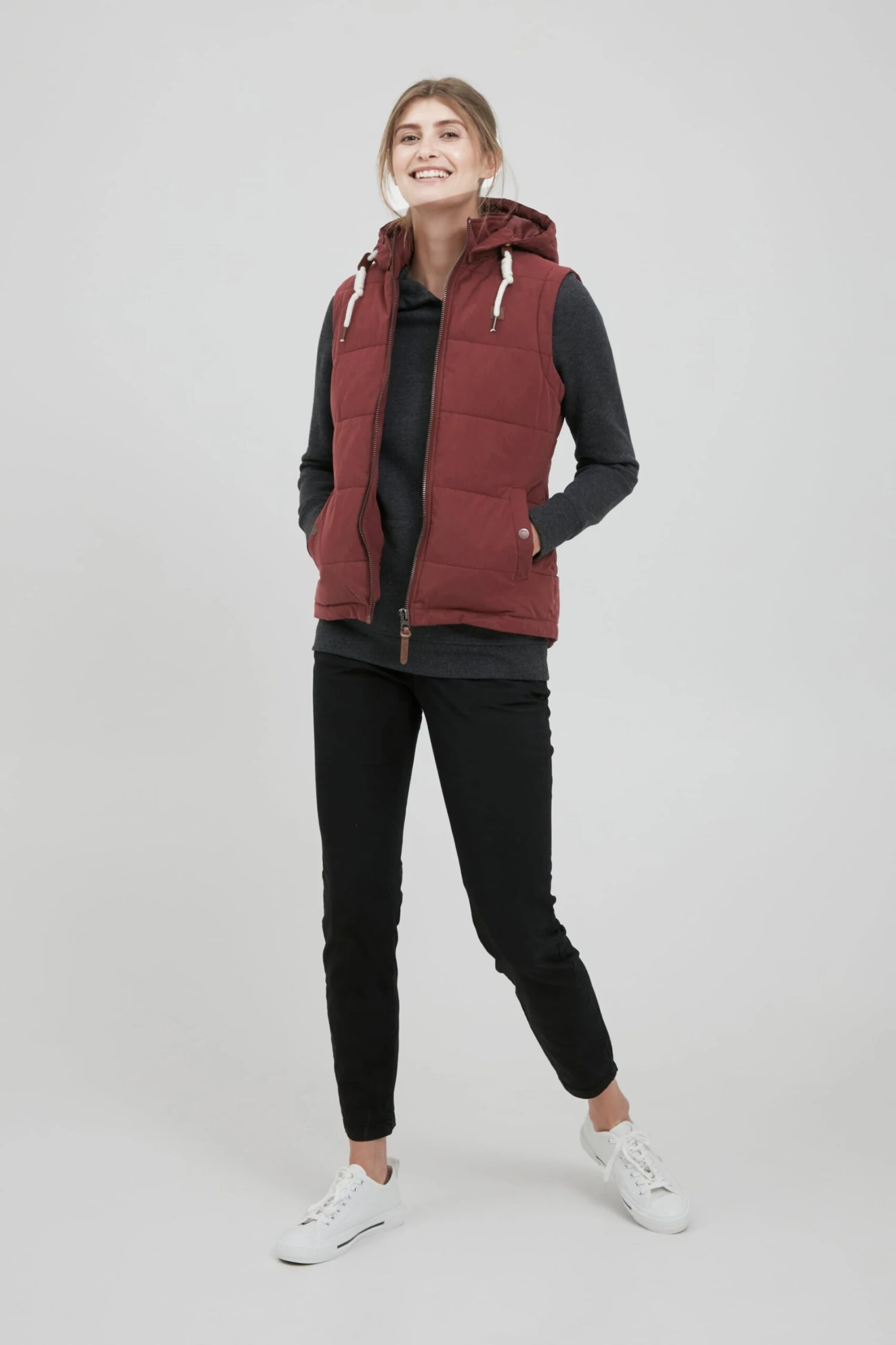 OXMO Westen Kurzweste Lew Frauen Weinrot – Bild 3