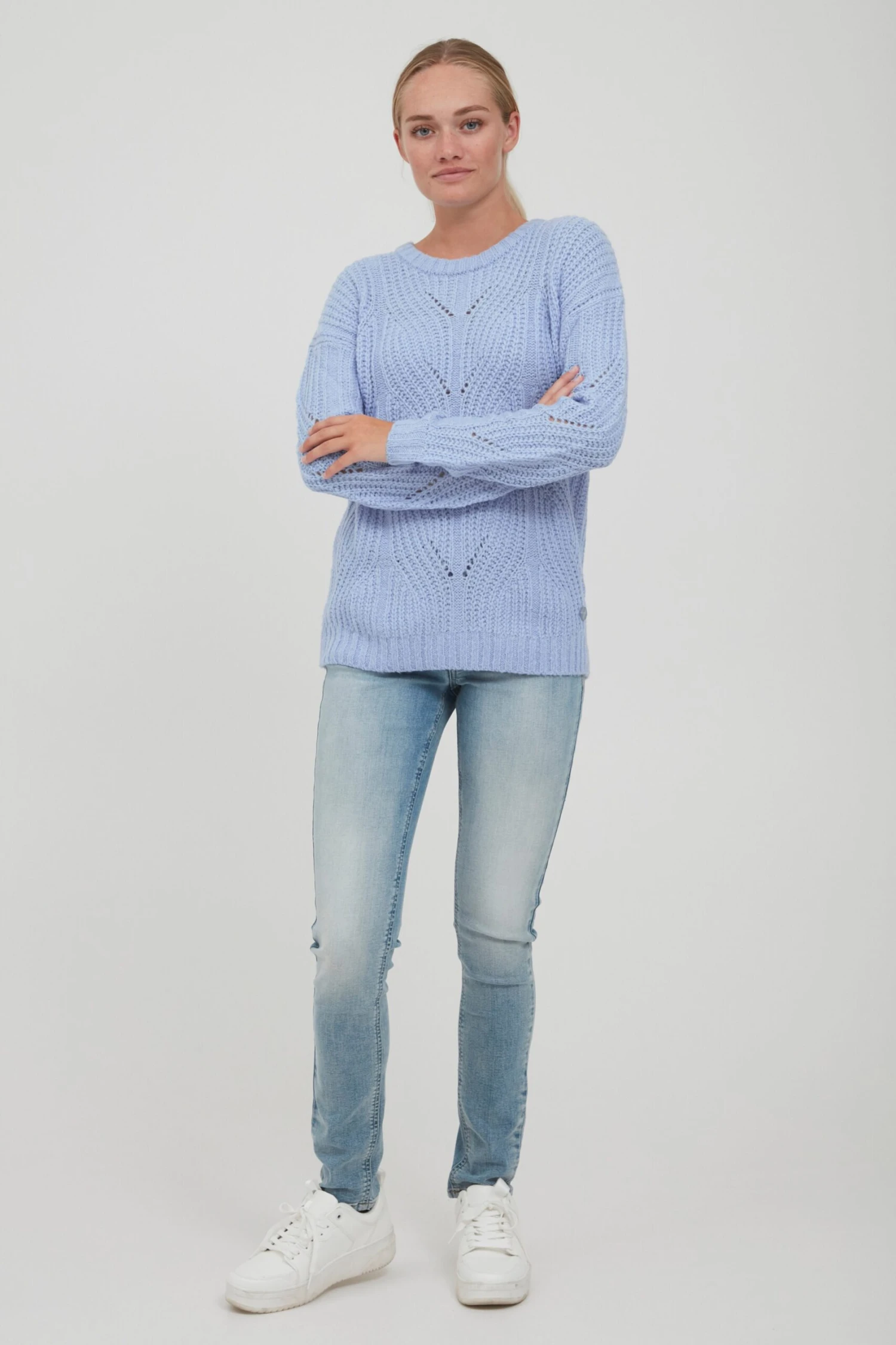 OXMO Feinstrickpullover Pullover Chiara Frauen Himmelblau – Bild 3