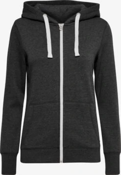 OXMO Sweatjacken Kapuzensweatjacke Frauen Dunkelgrau