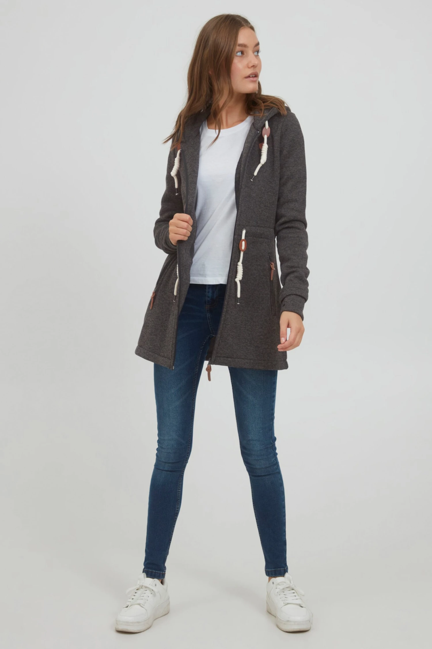 OXMO Sweatjacken Sweatjacke Thora Frauen Schwarz – Bild 3