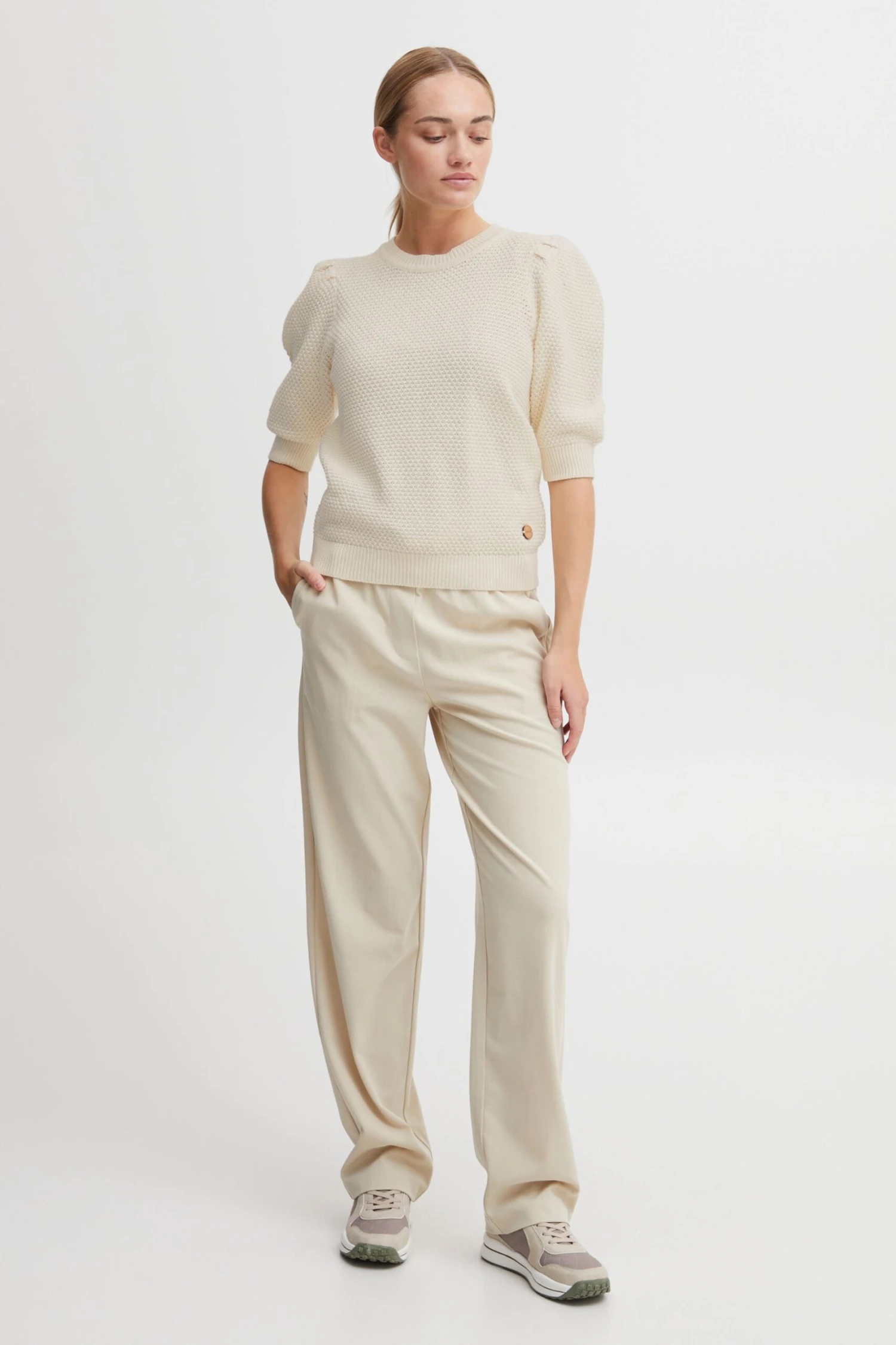 OXMO Pullover Strickpullover Frauen Beige – Bild 4