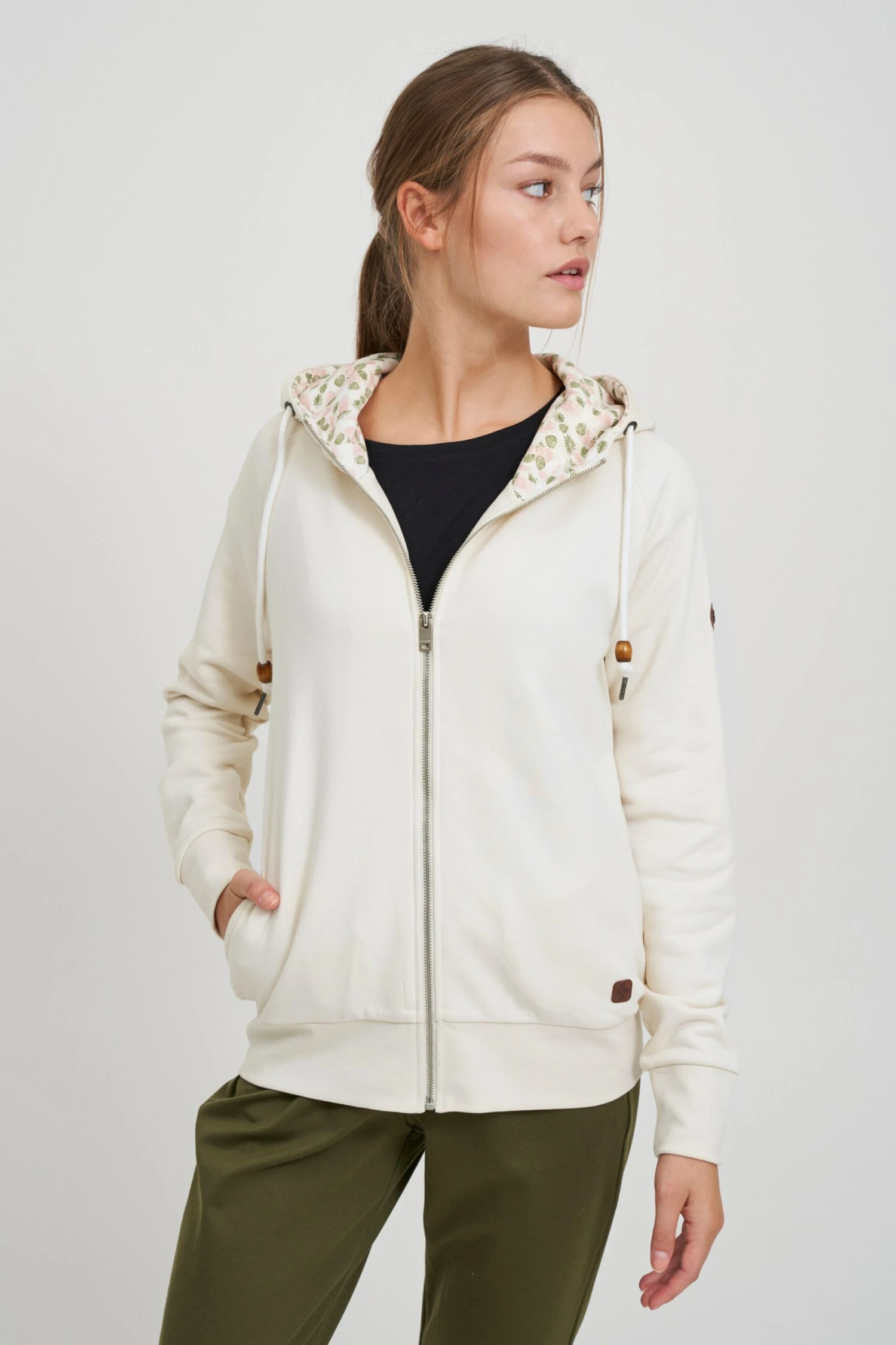 OXMO Sweatjacken Kapuzensweatjacke ULLA Frauen Beige – Bild 2