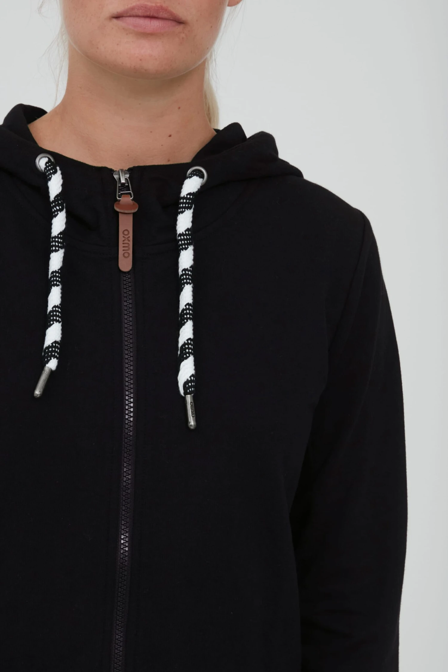 OXMO Sweatjacken Kapuzensweatjacke Wanda Frauen Schwarz – Bild 5