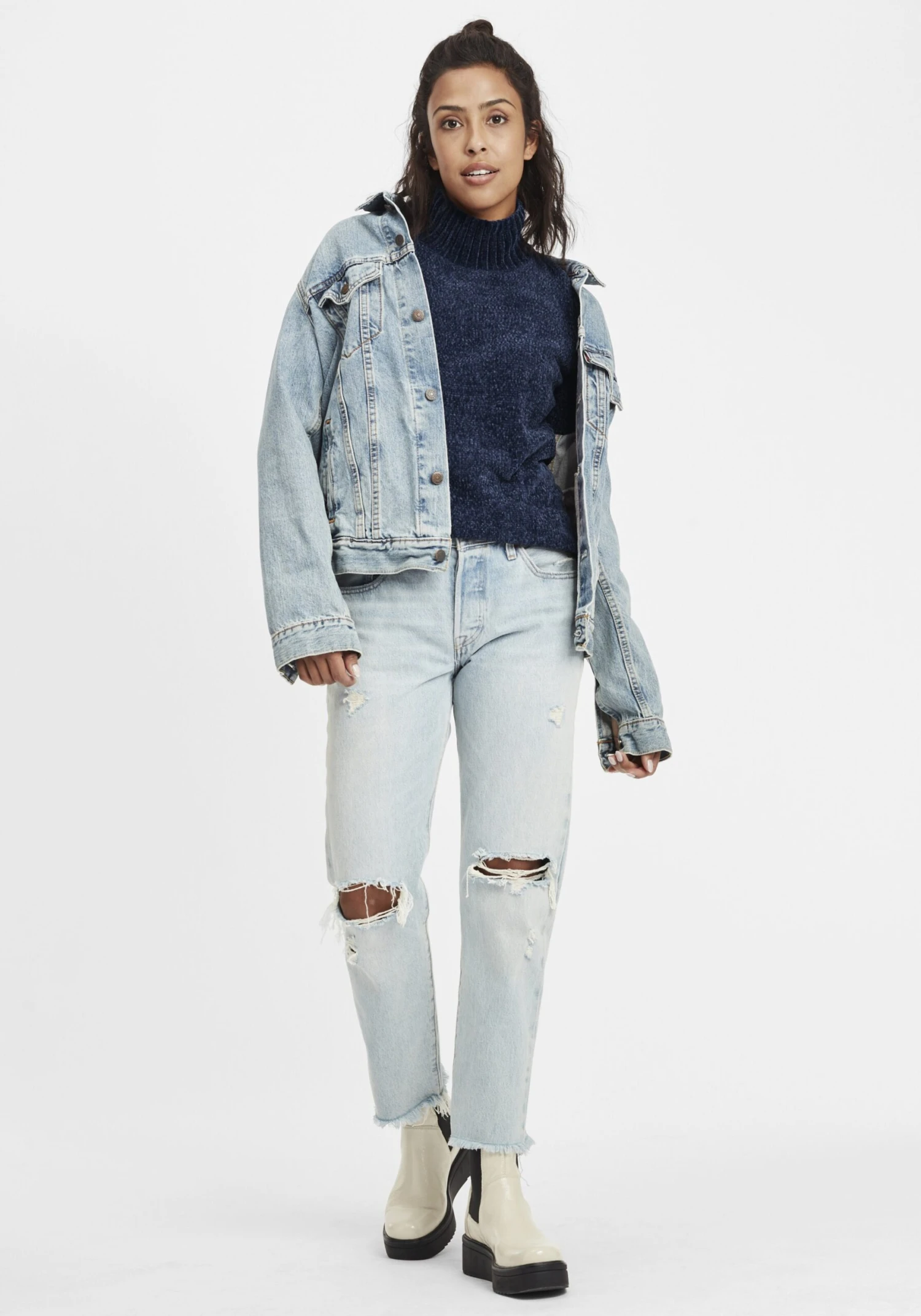 OXMO Feinstrickpullover Pullover Estella Frauen Blau – Bild 3