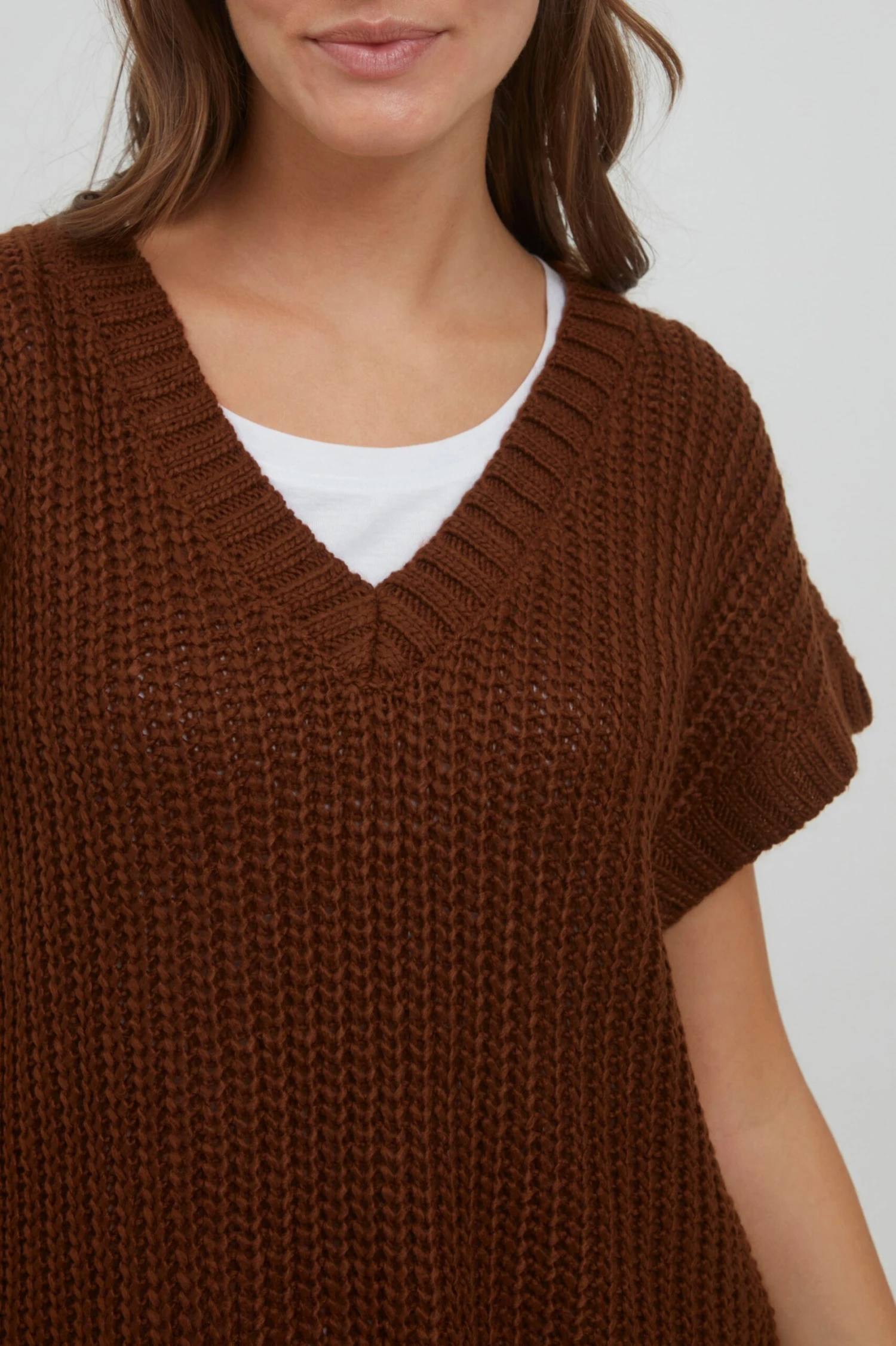 OXMO Feinstrickpullover Pullover Lene Frauen Braun – Bild 5
