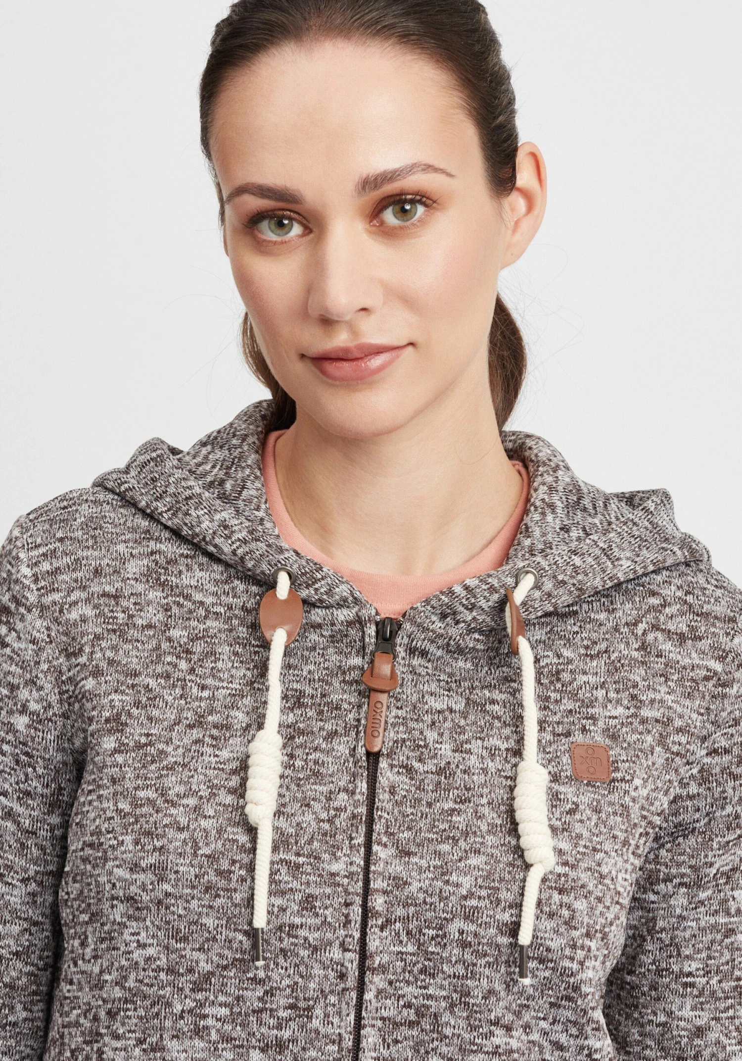 OXMO Sweatjacken Strickfleecejacke Thory Frauen Graumeliert – Bild 5