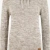 OXMO Kapuzenpullover Strickpullover Philia Frauen Beige