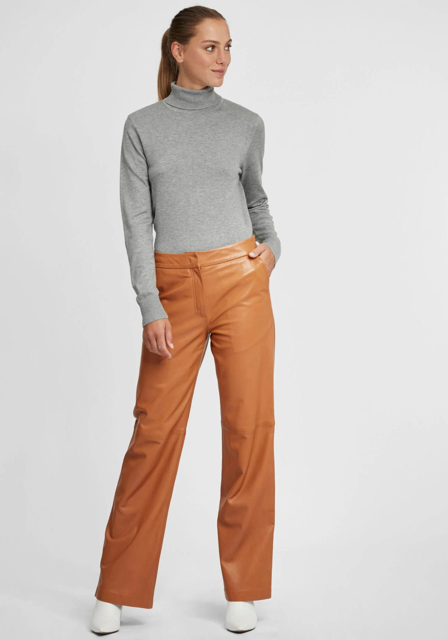 OXMO Pullover Rollkragenpullover Wina Frauen Grau – Bild 3