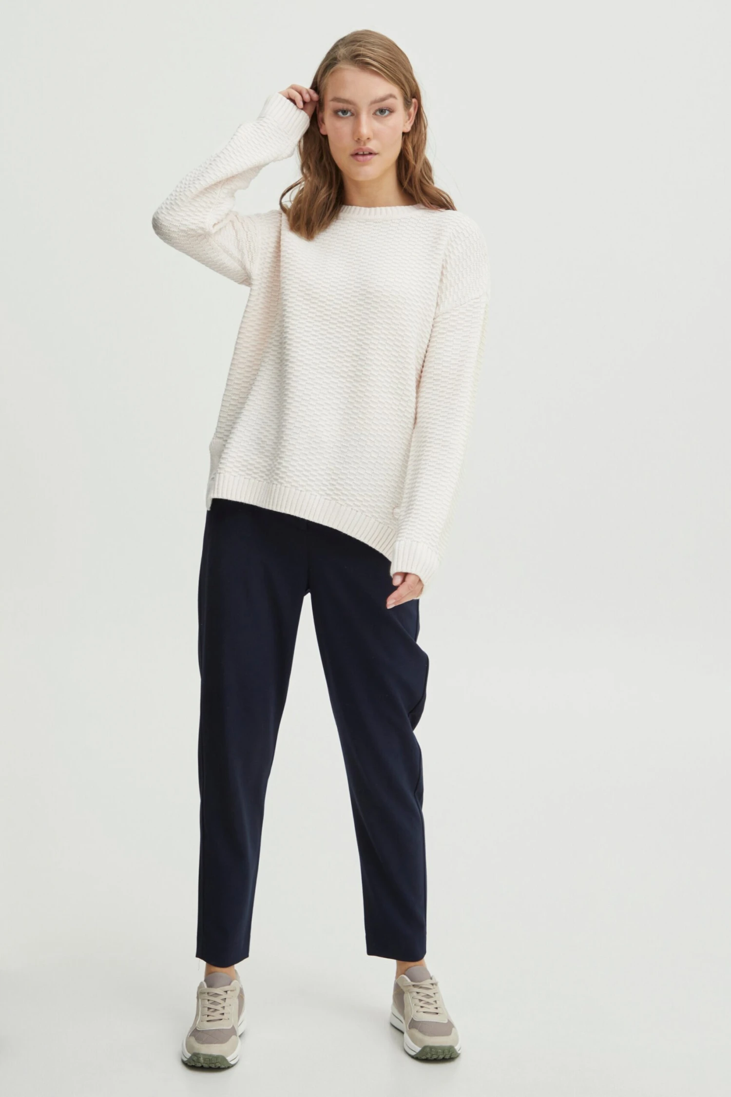 OXMO Feinstrickpullover Pullover Milla Frauen Beige – Bild 3