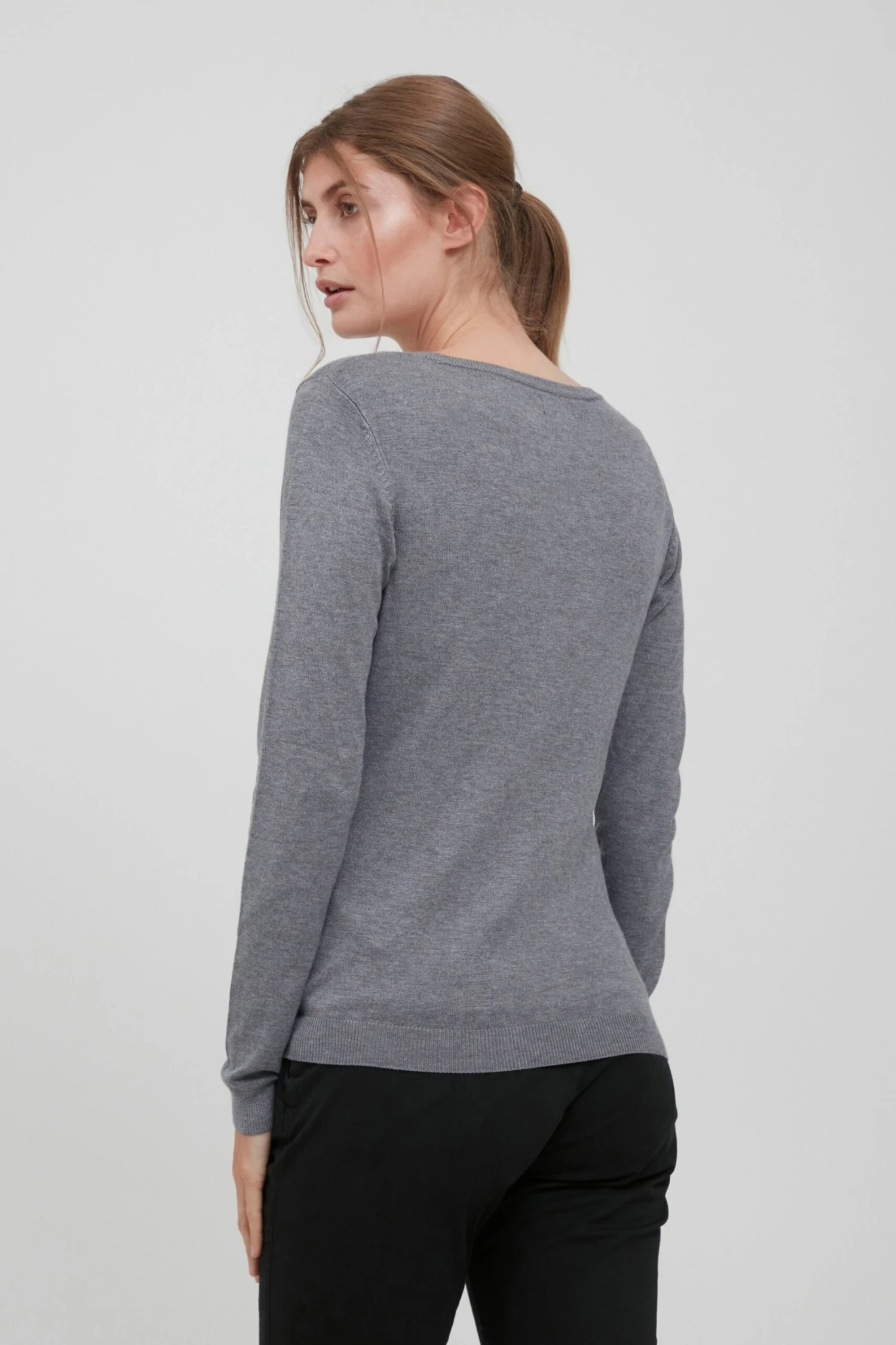 OXMO Pullover Strickpullover Edda Frauen Graumeliert – Bild 4