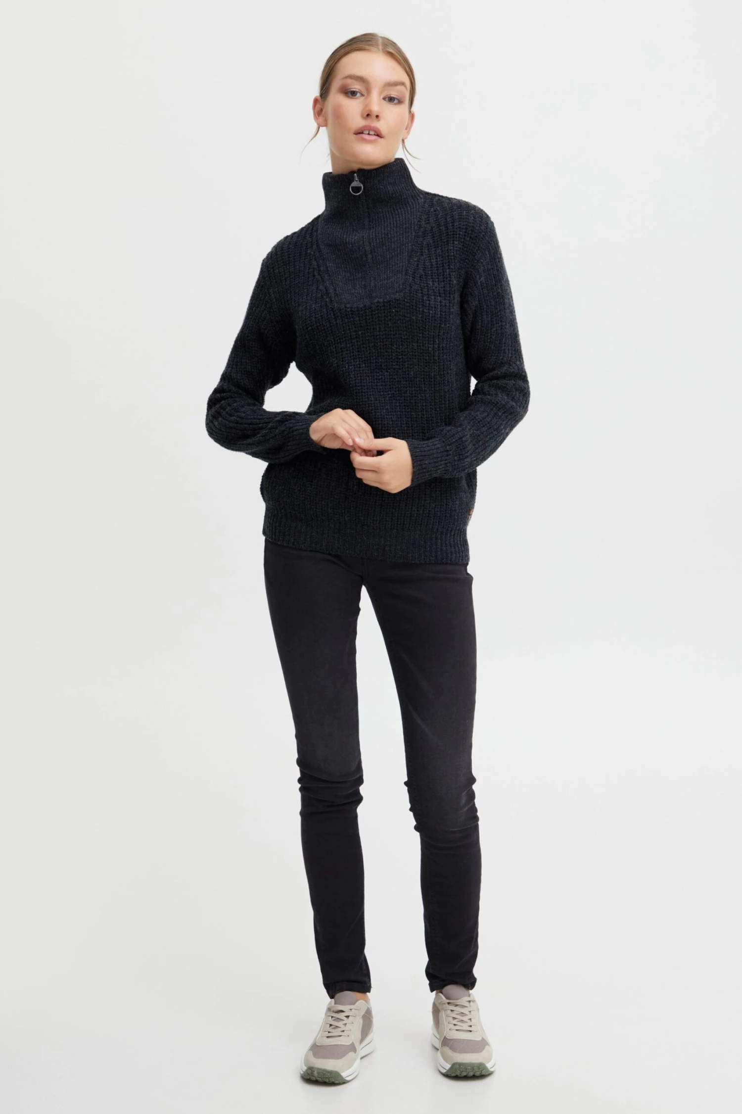 OXMO Rollkragenpullover Stricktroyer Nancy Frauen Dunkelblau – Bild 3