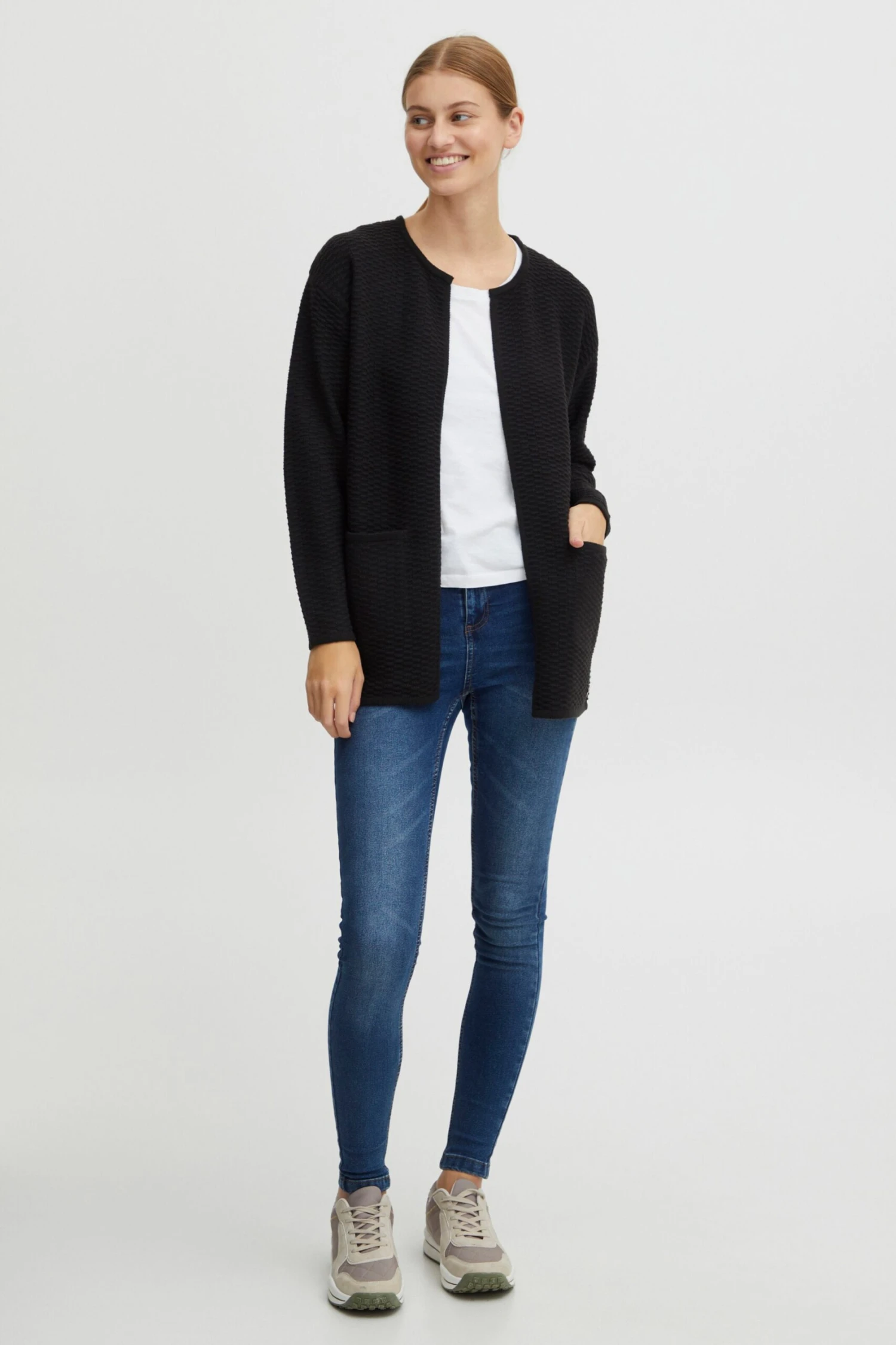 OXMO Strickjacken Strickjacke Frauen Schwarz – Bild 3