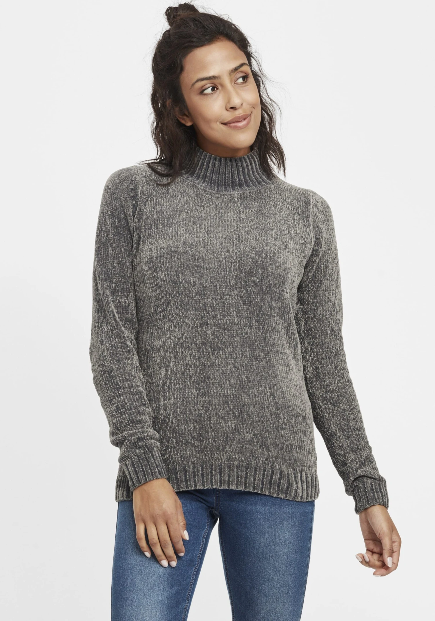 OXMO Feinstrickpullover Pullover Estella Frauen Grau – Bild 2