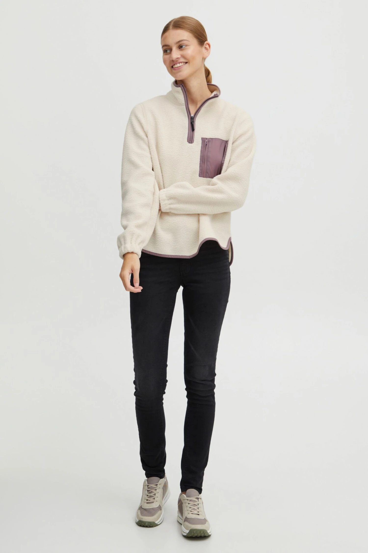 OXMO Pullover Stricktroyer Piala Frauen Beige – Bild 4