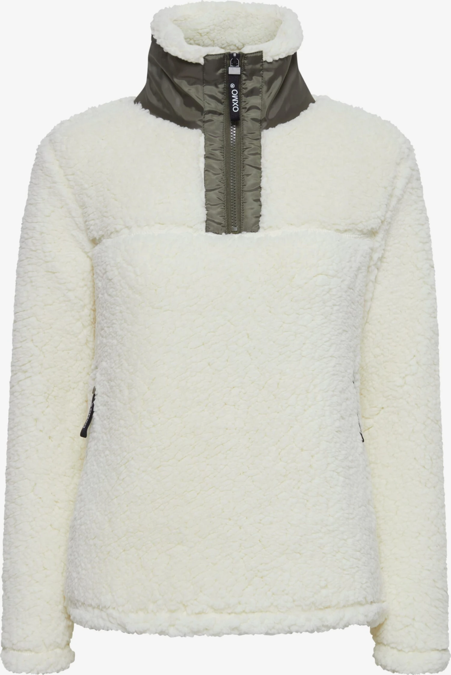 OXMO Pullover Troyer ELINA Frauen Naturweiß