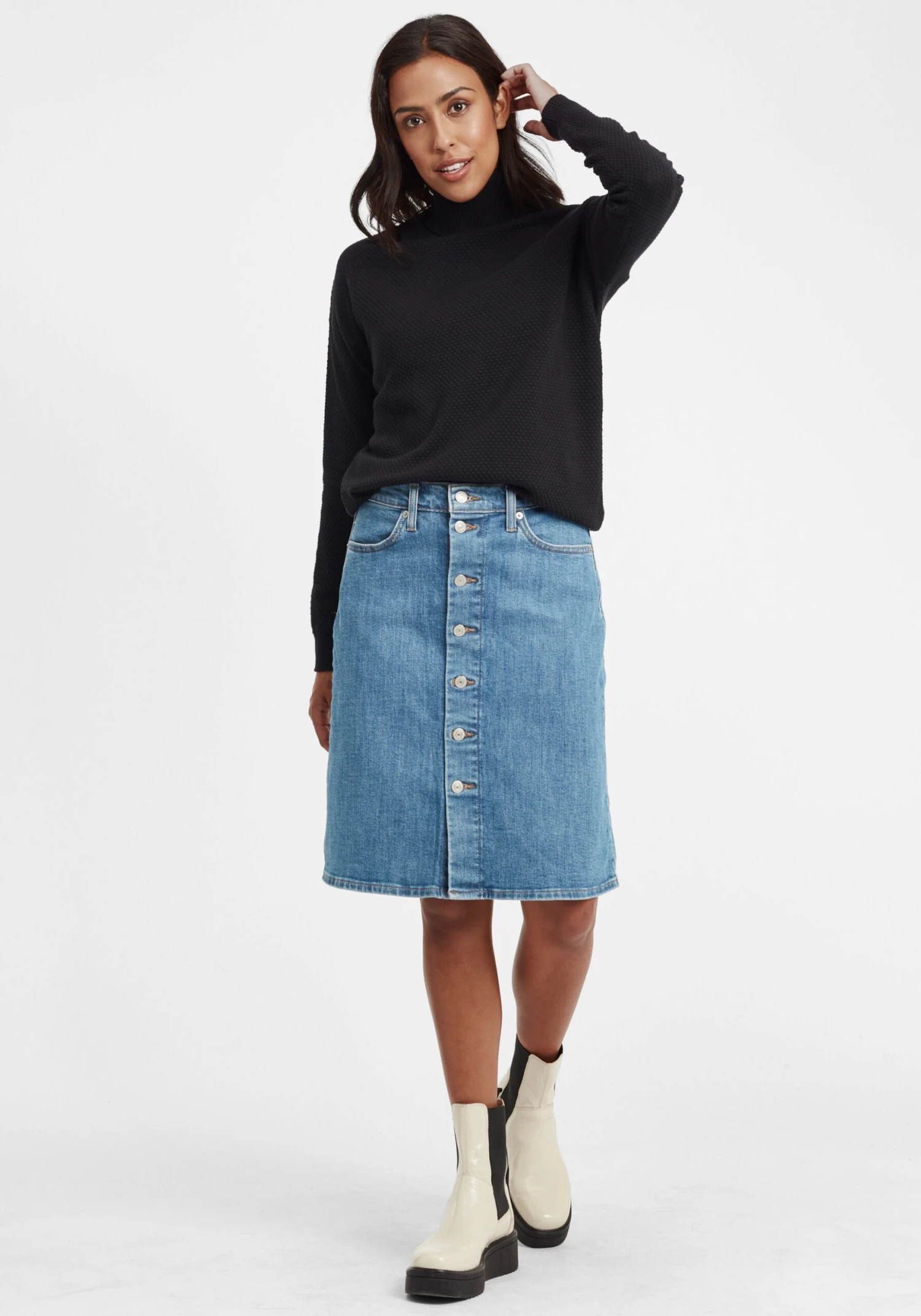 OXMO Strickjacken Rollkragenpullover Sina Frauen Schwarz – Bild 3