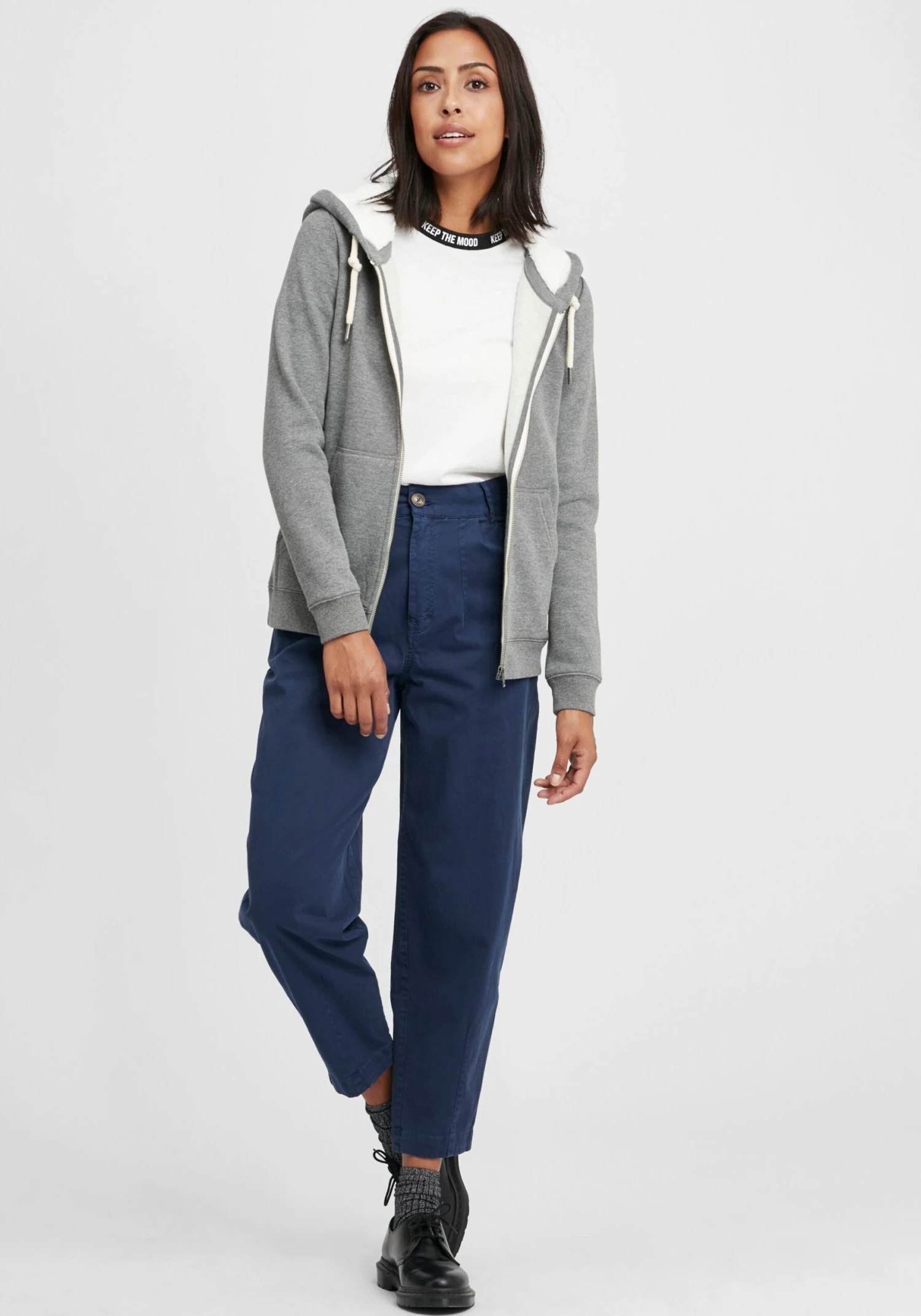 OXMO Sweatjacken Sweatjacke Binja Frauen Grau / Graumeliert – Bild 3