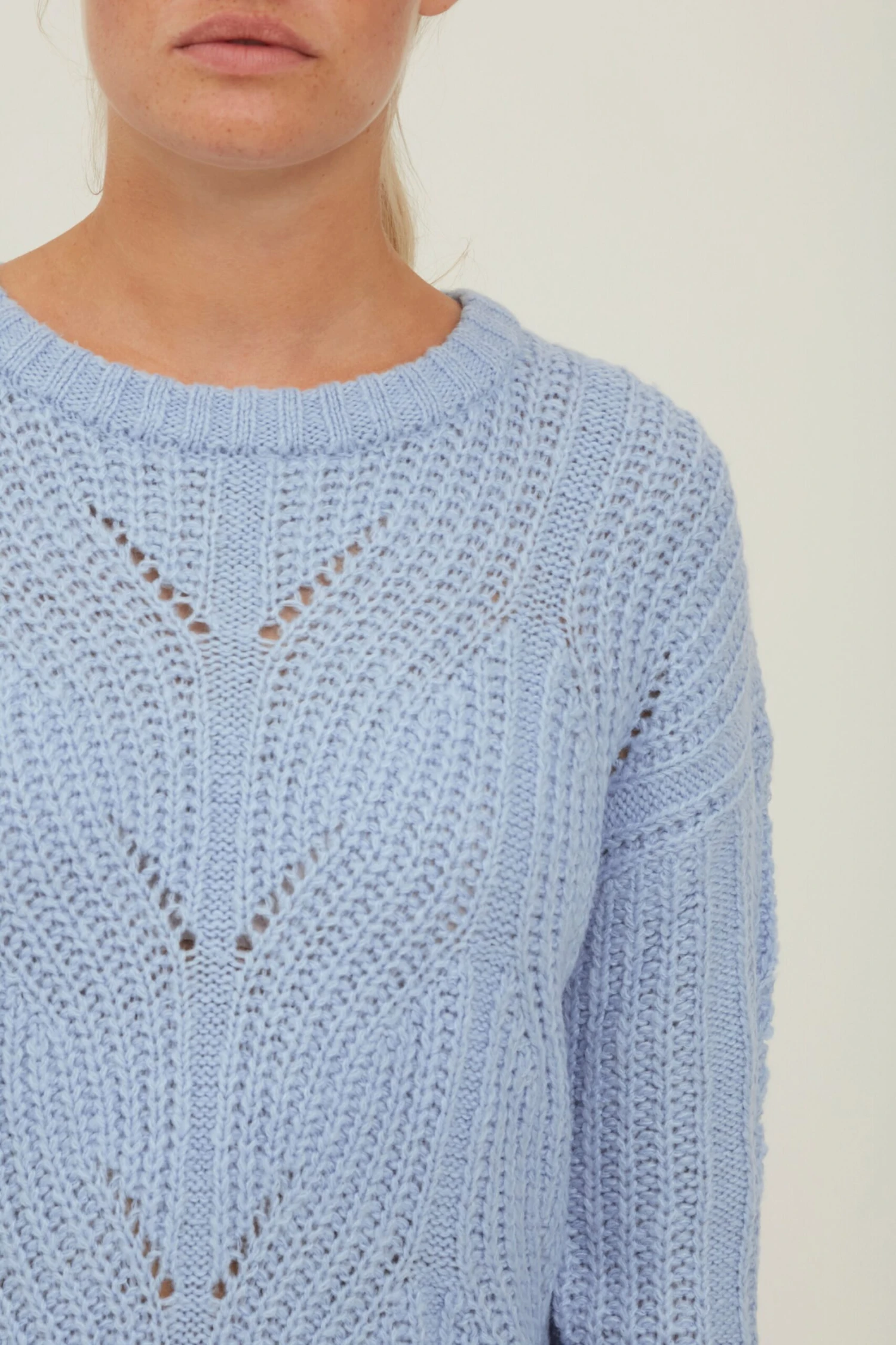 OXMO Feinstrickpullover Pullover Chiara Frauen Himmelblau – Bild 5