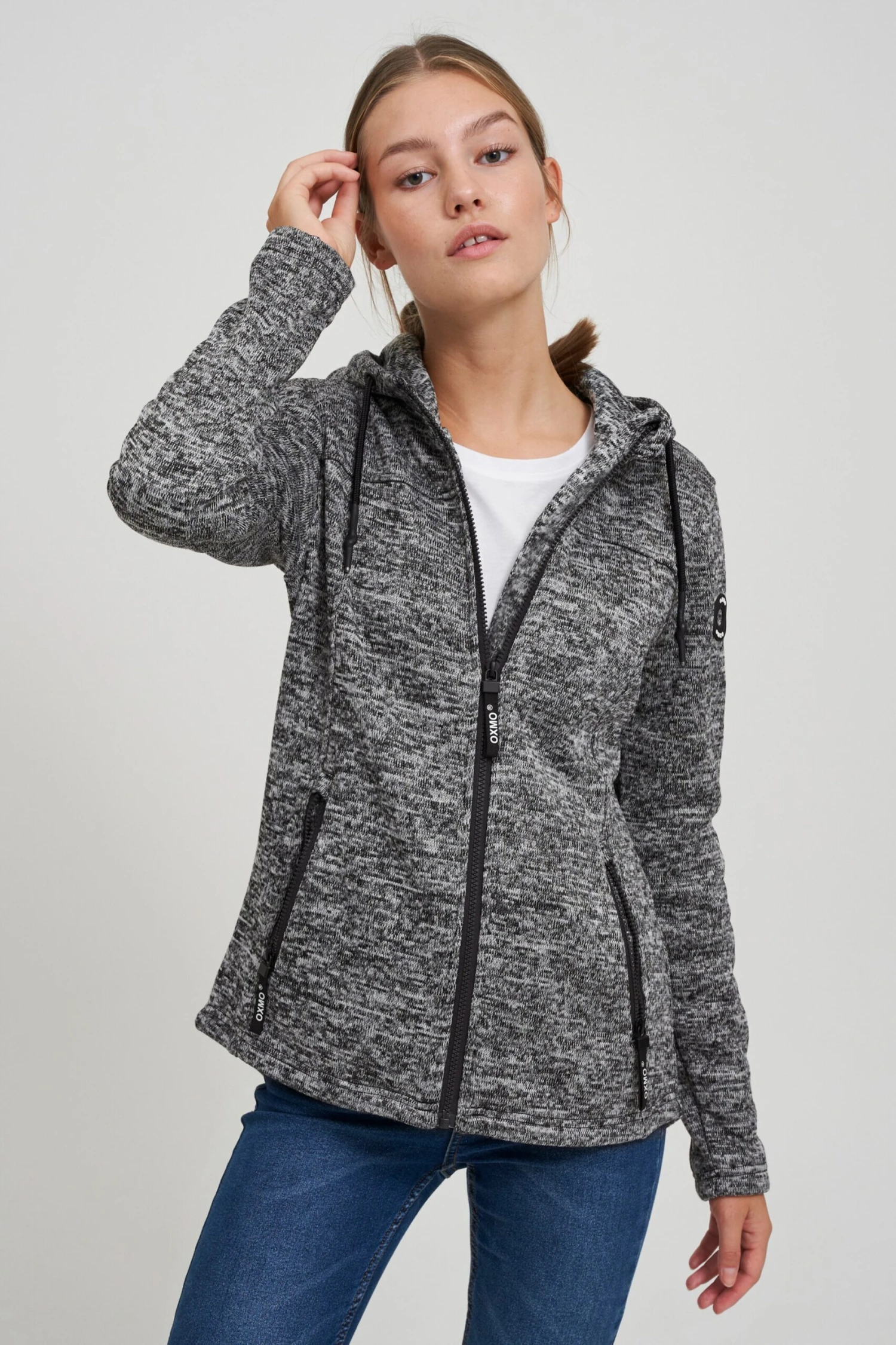 OXMO Outdoorjacken Fleecejacke Kajsa Frauen Schwarz – Bild 2