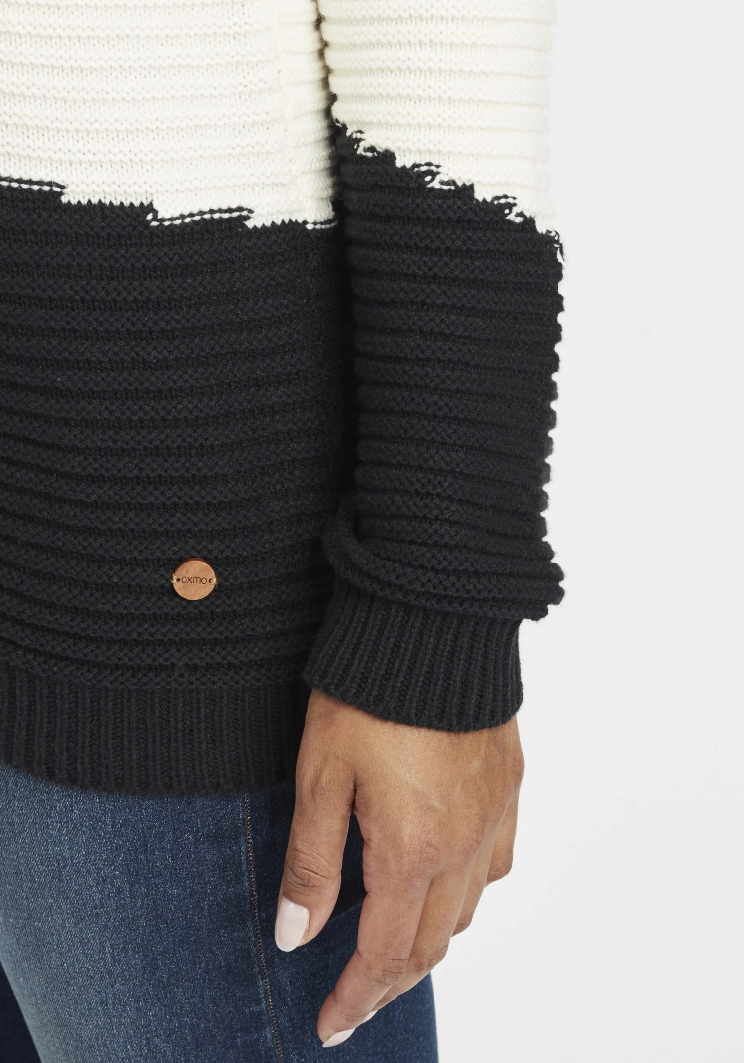 OXMO Feinstrickpullover Pullover Olma Frauen Grau – Bild 6