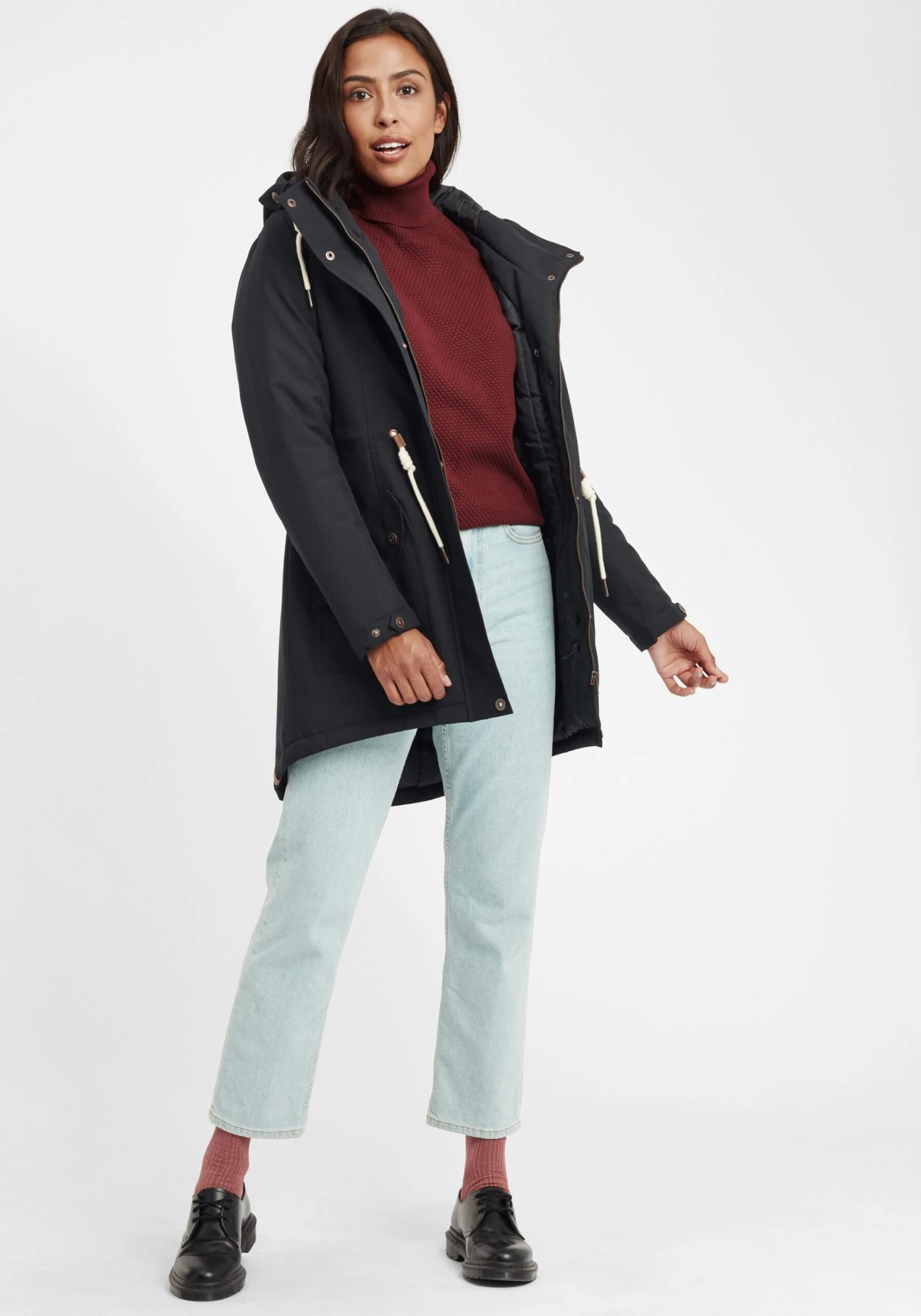 OXMO Strickjacken Rollkragenpullover Sina Frauen Rot – Bild 3