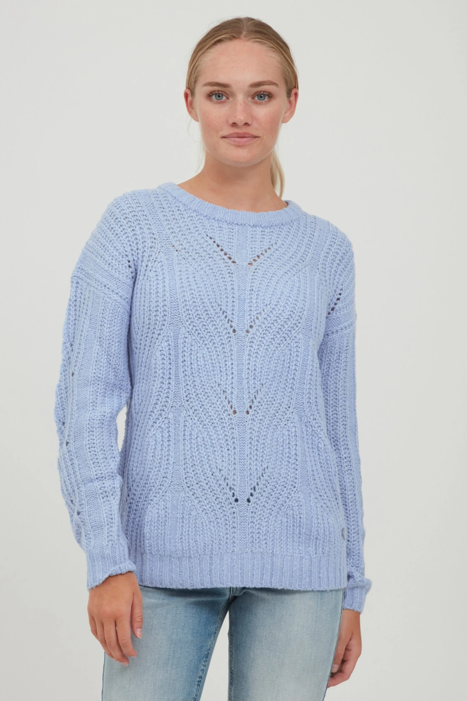 OXMO Feinstrickpullover Pullover Chiara Frauen Himmelblau – Bild 2