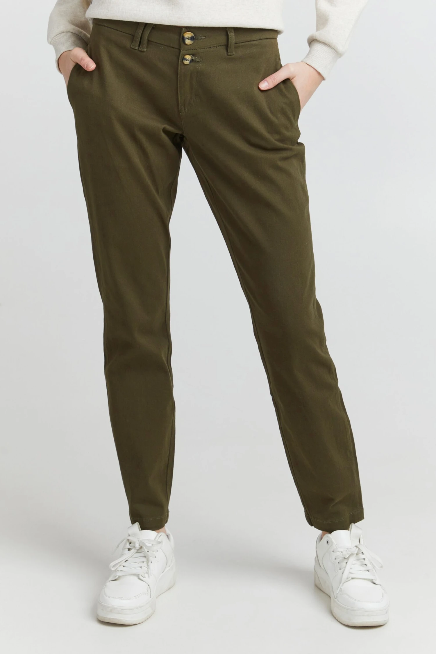 OXMO Chinos Regular Chinohose Pilar Frauen Khaki / Oliv – Bild 2