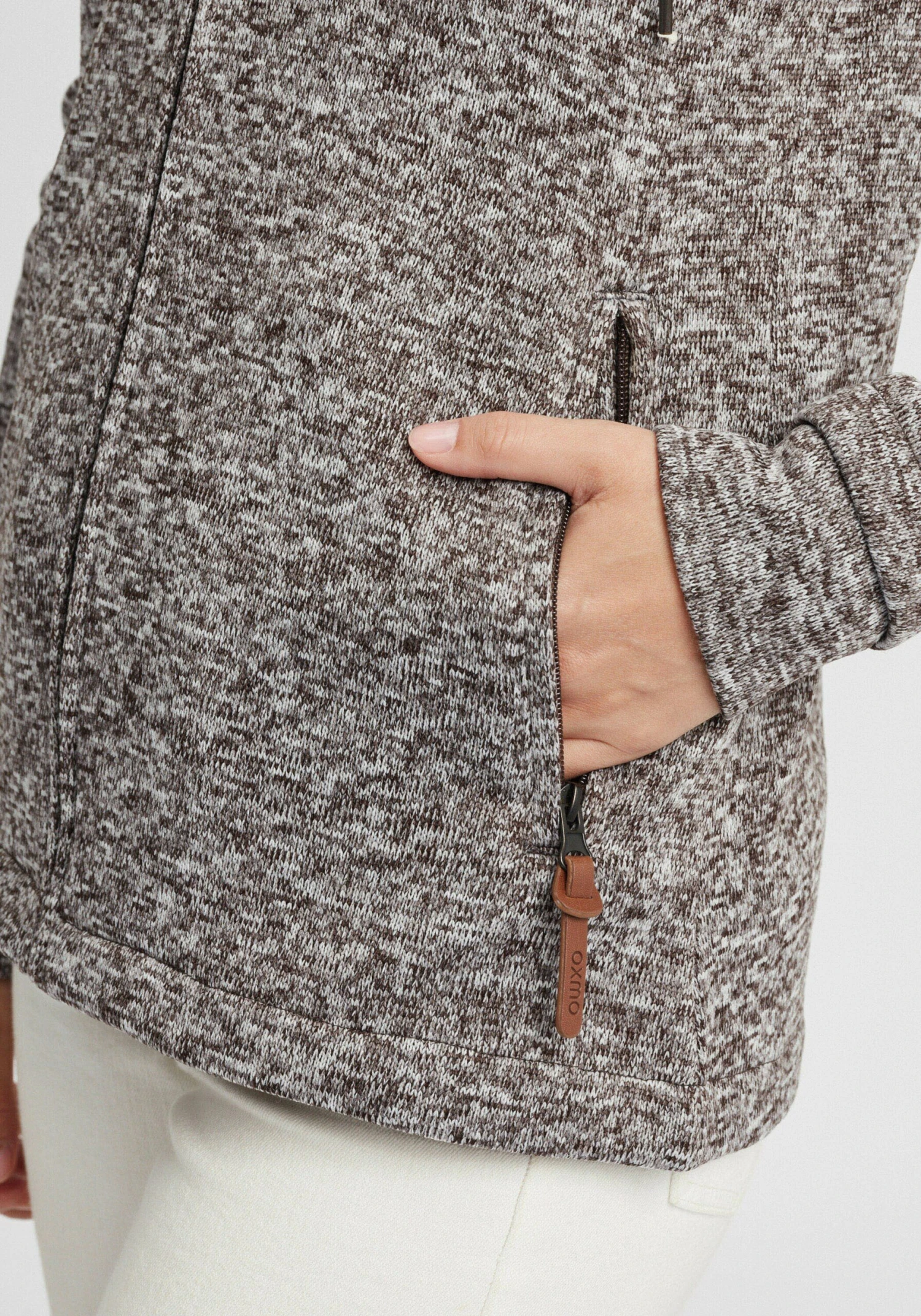 OXMO Sweatjacken Strickfleecejacke Thory Frauen Graumeliert – Bild 6