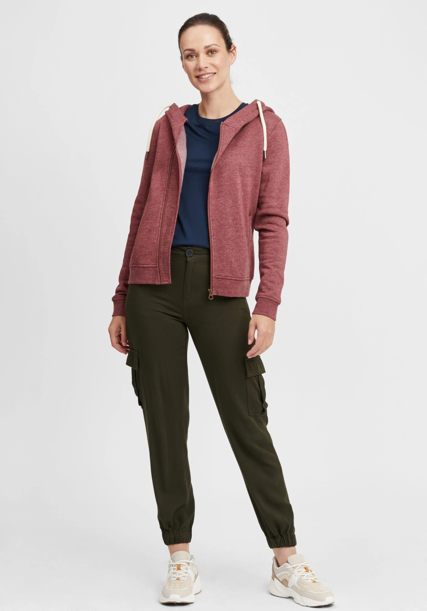 OXMO Sweatjacken Kapuzensweatjacke Vicky Zip-Hood Frauen Rot – Bild 3