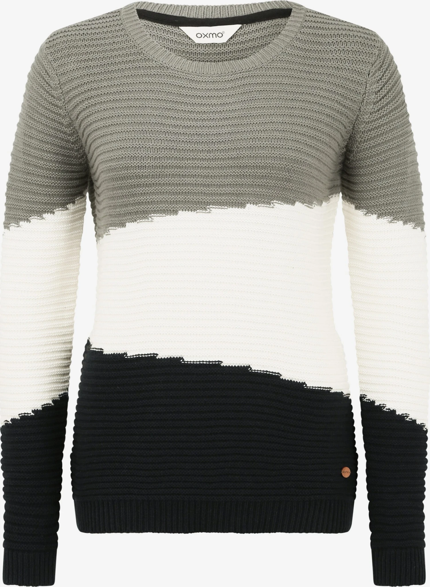OXMO Feinstrickpullover Pullover Olma Frauen Grau