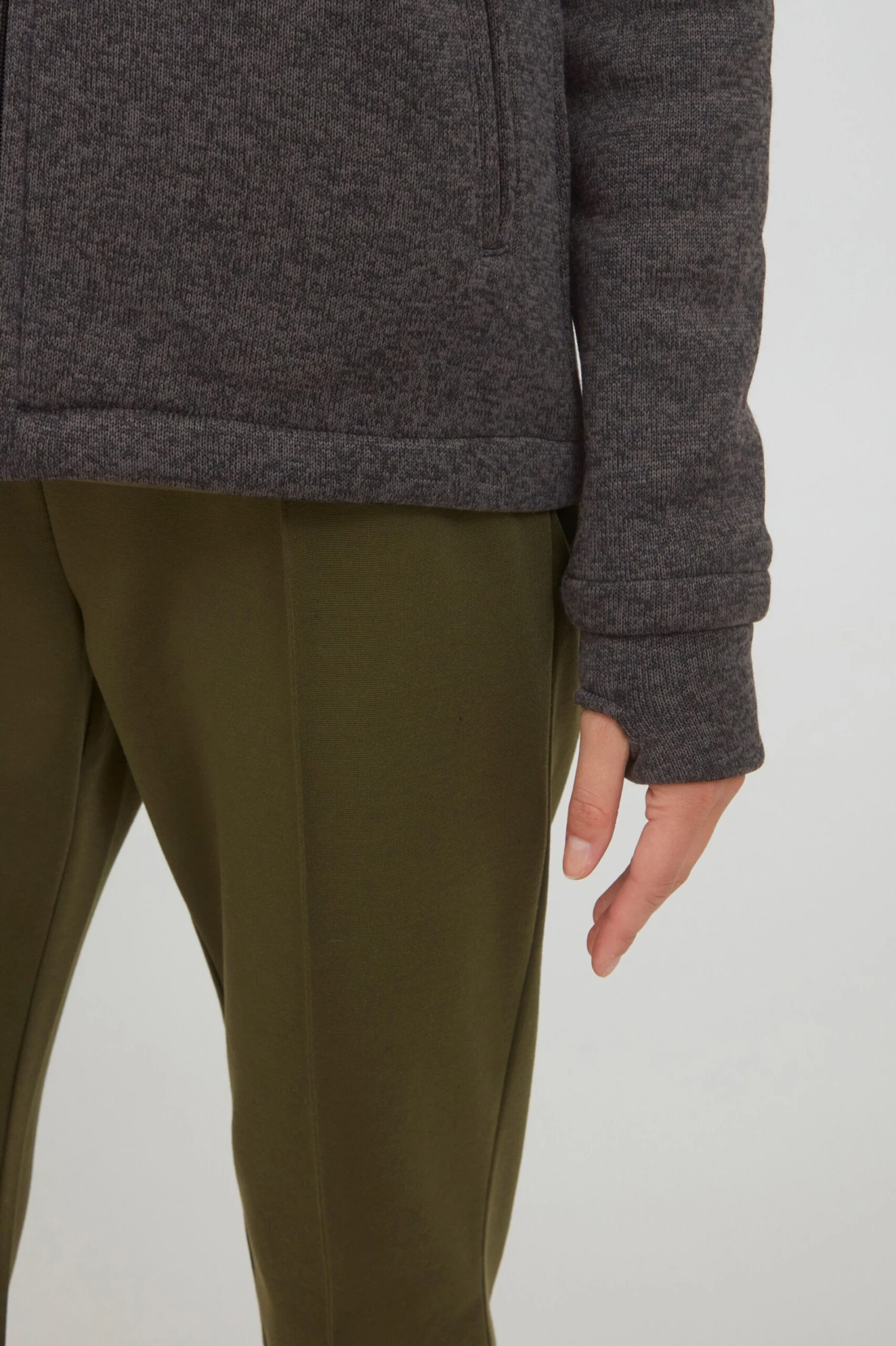 OXMO Sweatjacken Strickfleecejacke Thory Frauen Dunkelgrau / Graumeliert – Bild 6