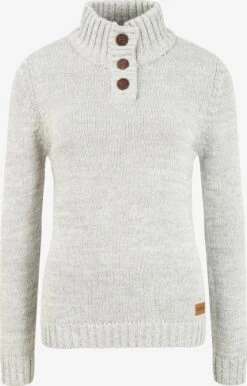 OXMO Rollkragenpullover Strickpullover Philicita Frauen Grau