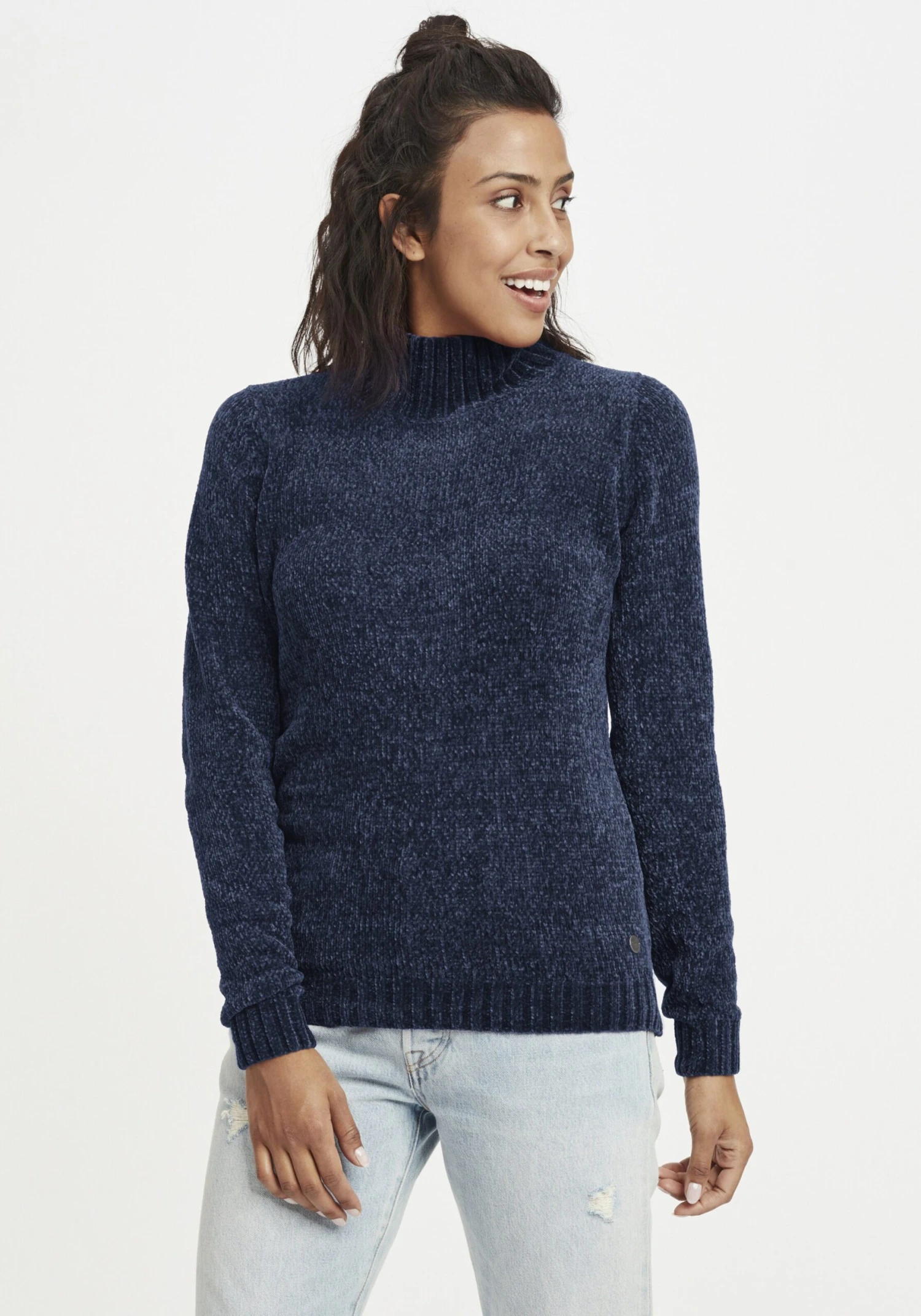 OXMO Feinstrickpullover Pullover Estella Frauen Blau – Bild 2