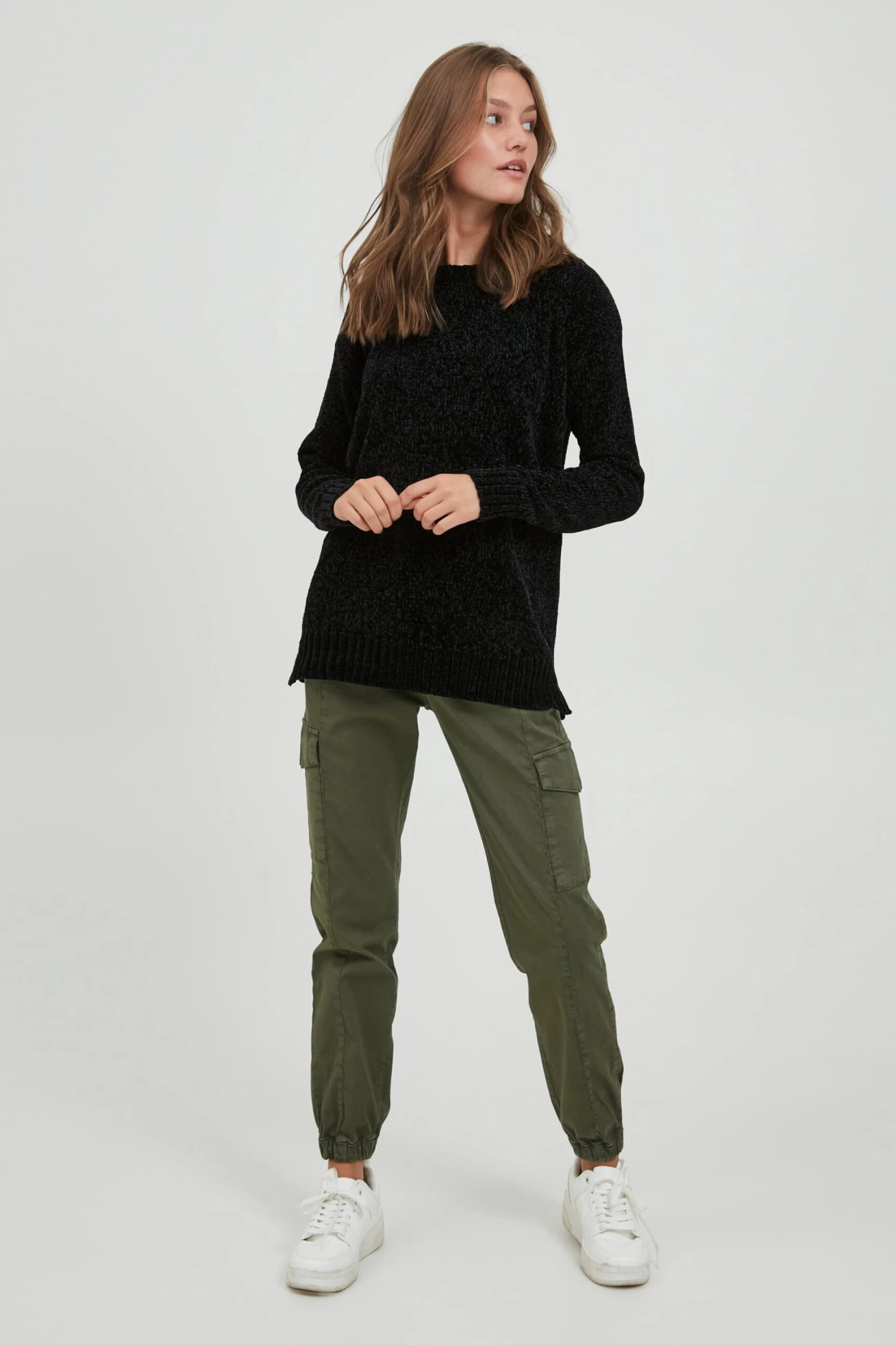 OXMO Feinstrickpullover Pullover Elvina Frauen Schwarz – Bild 3