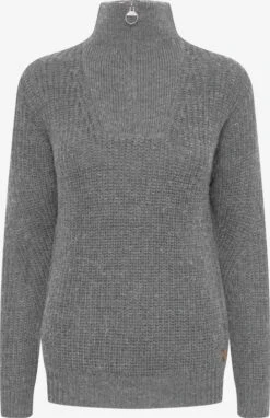 OXMO Rollkragenpullover Pullover Nancy Frauen Graumeliert