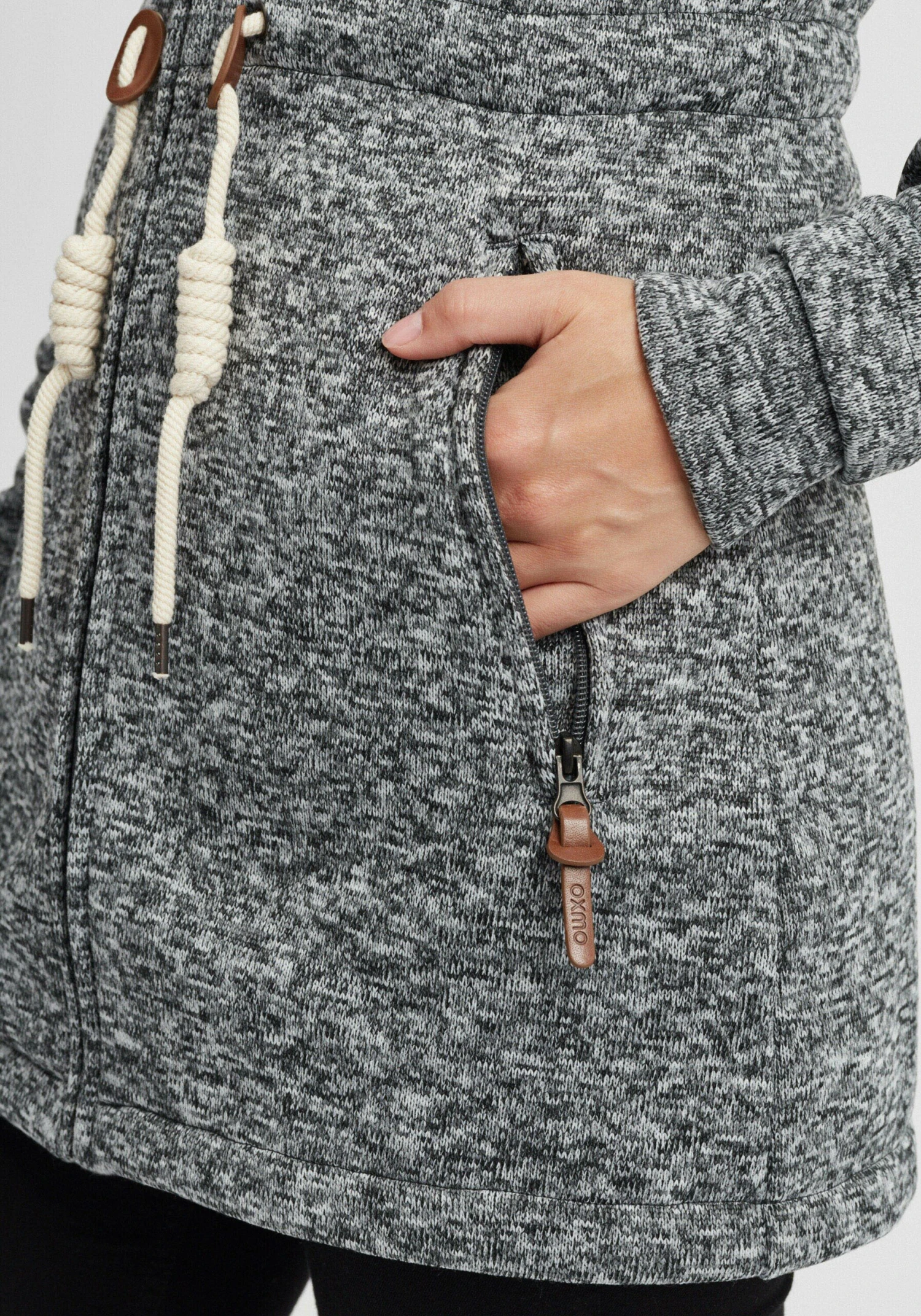 OXMO Sweatjacken Strickfleecejacke Thora Frauen Grau – Bild 6